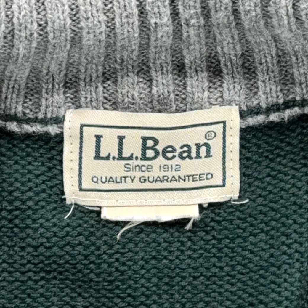 Vintage LL Bean Sweater Adult MEDIUM Green Gray Quarter Zip Fair Isle Nordic Cotton Y2K Size US M / EU 48-50 / 2 - 4 Thumbnail