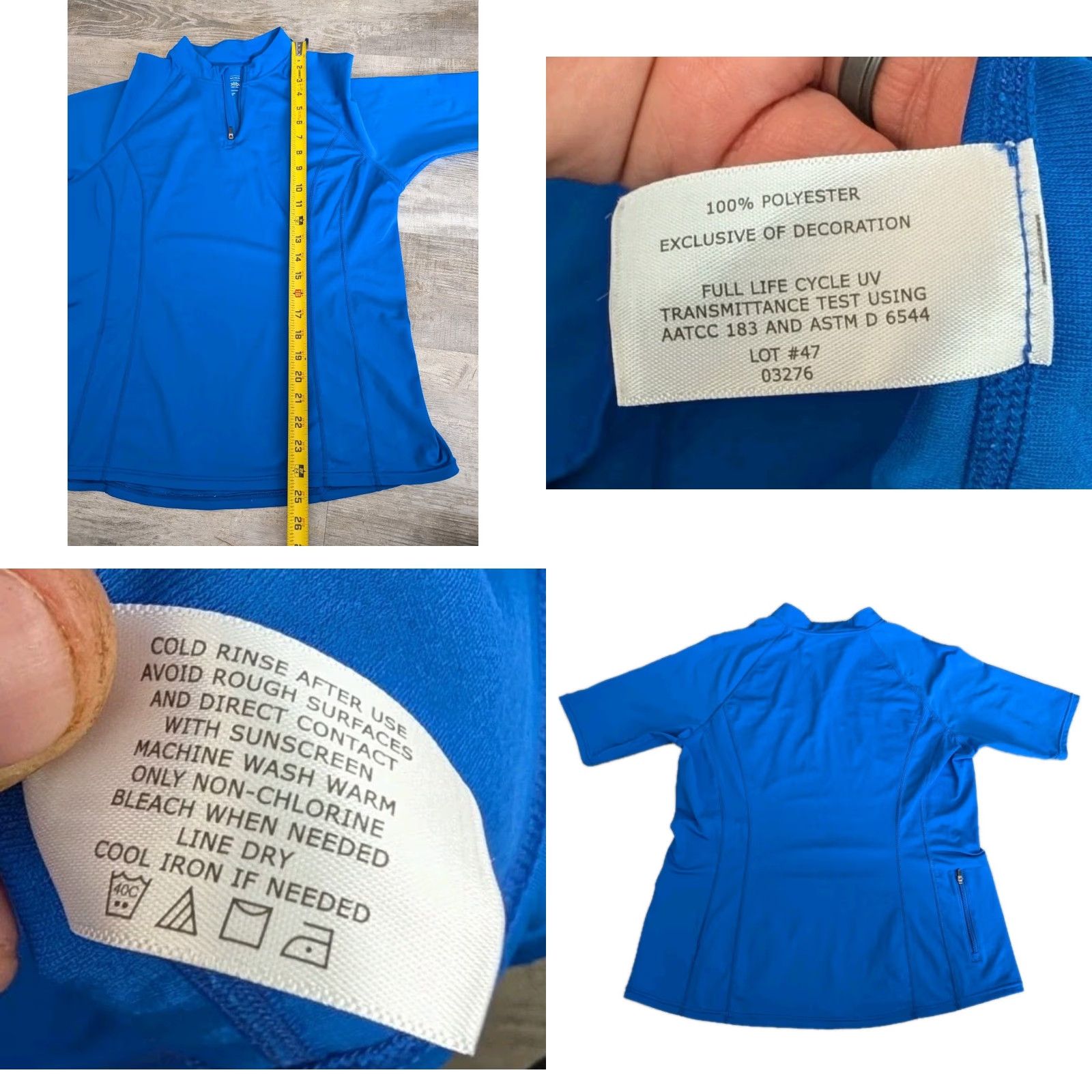 Vintage Coolibar Freestyle Women's Rash Guard Short Sleeve UPF 50+ Shirt Large Sz EUC Blue Zip Pocket 100% Polyester Machine Washable Size XL / US 12-14 / IT 48-50 - 8 Thumbnail