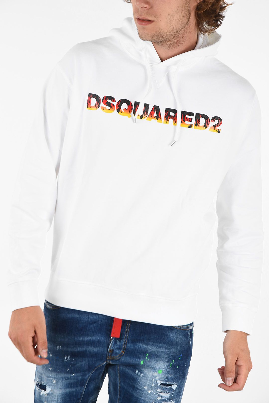 image of Dsquared2 Og1Mm0424 Printed Cool Fit Hoodie In White, Men's (Size Small)