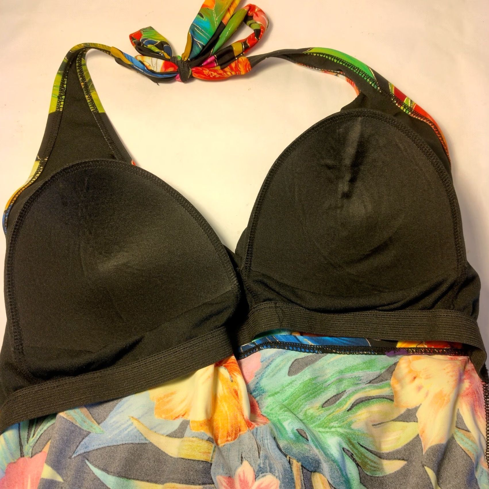 Vintage VINTAGE Islander Women's 1 Piece Swimsuit Tropical Floral Faux Wrap Halter Tank Bathing Suit Size 16 Beach Vacation Size XXL / US 16-18 / IT 52-54 - 5 Thumbnail