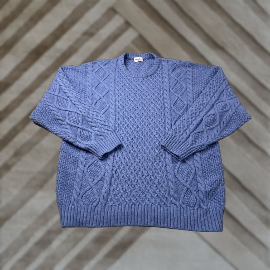 Vintage Aritzia Sunday Best Fisherman’s Cable Knit Sweater Blue L Women Pullover Knit Size L / US 10 / IT 46 - 1 Thumbnail