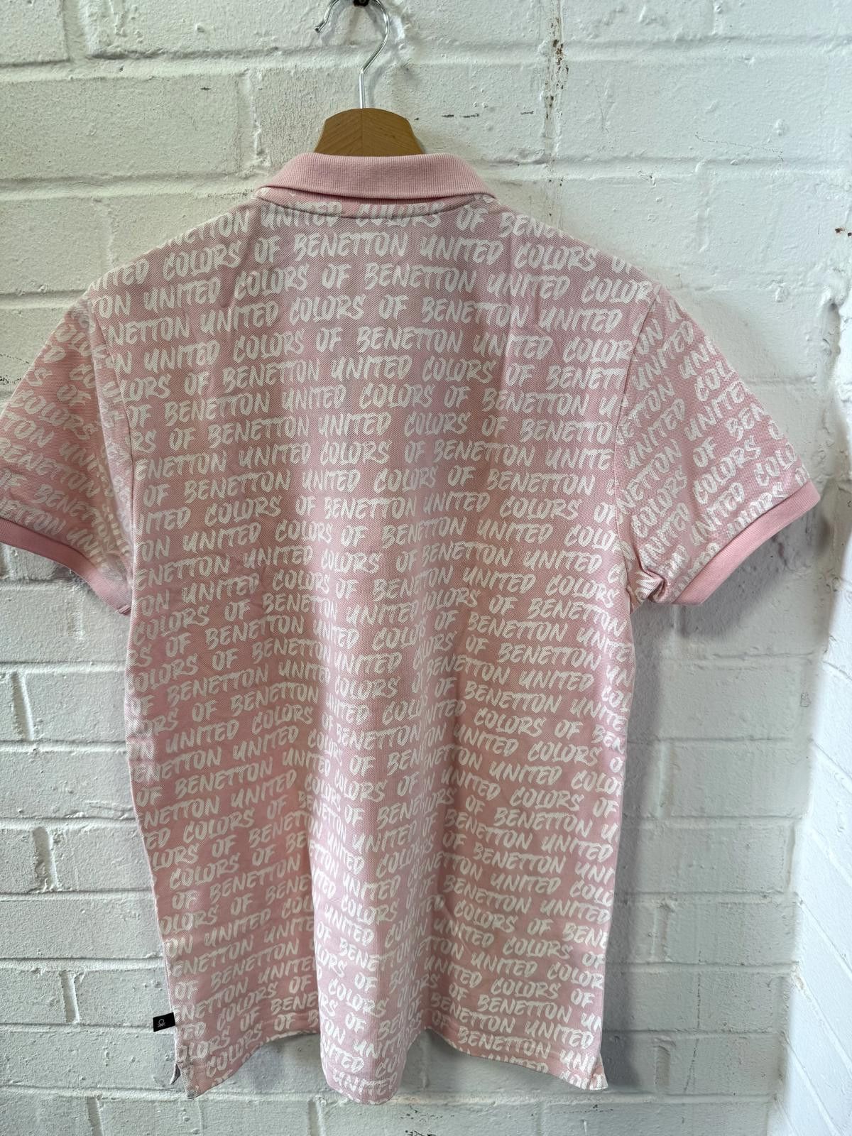 Benetton Benetton Pink Polo Shirt with Logo Print Size L / US 10 / IT 46 - 4 Thumbnail