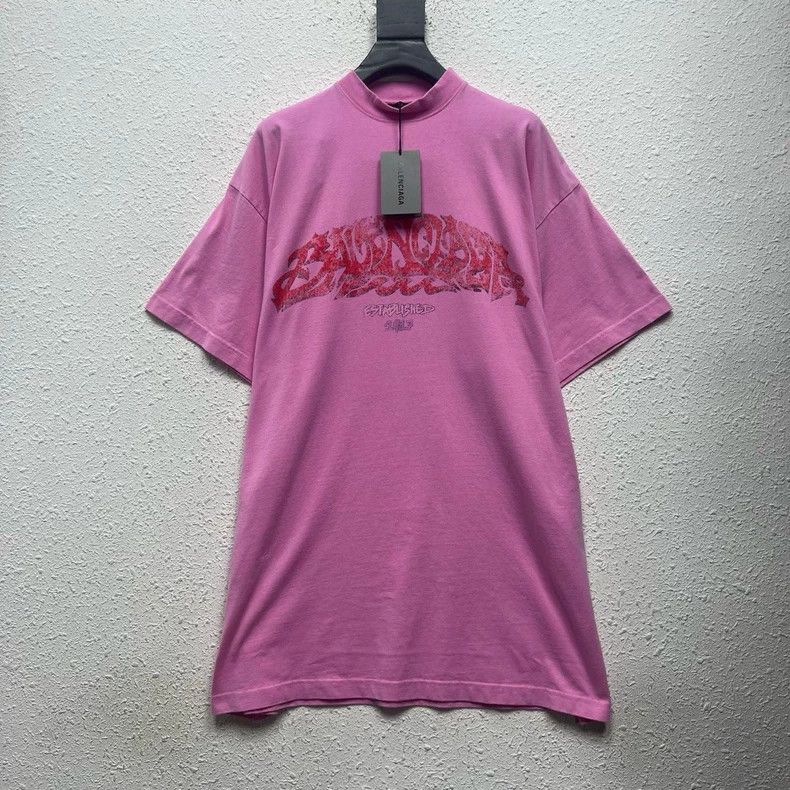 Balenciaga Flame disaster short sleeve T-shirt pink