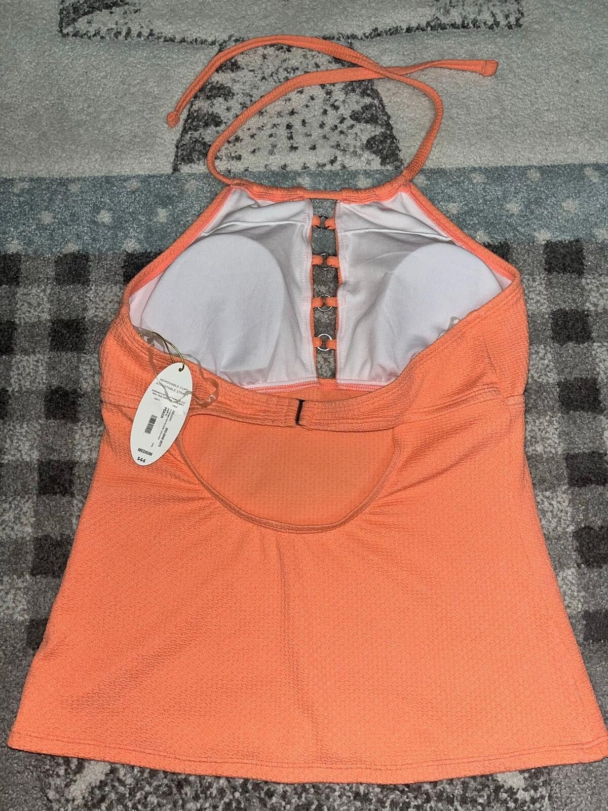 Other NWT Mynah Size Med Peach Textured Halter Bikini Swimsuit Top Size ONE SIZE - 4 Thumbnail