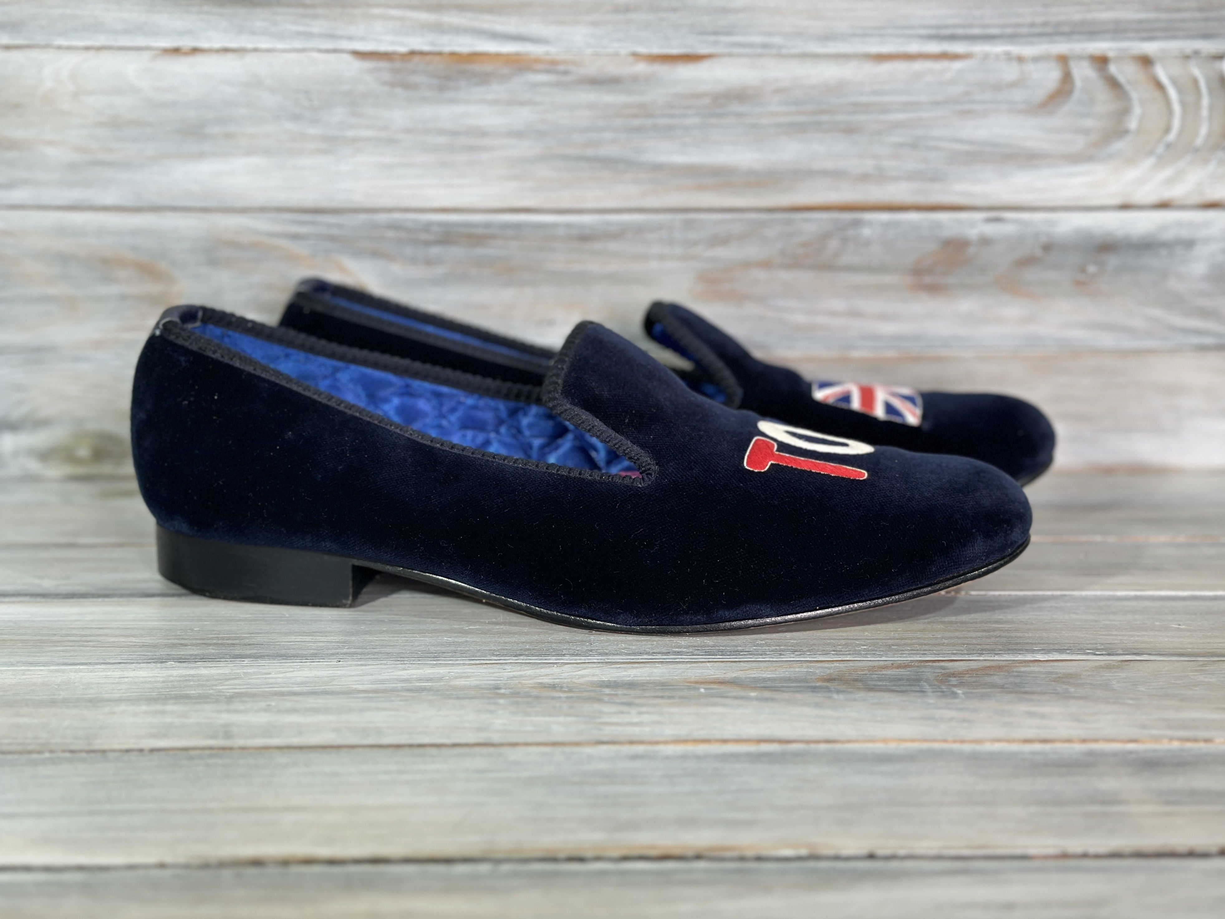 Shipton & Heneage SHIPTON HENEAGE Men's Toy Union Jack Motif Velvet Slipper Size US 11.5 / EU 44-45 - 2 Thumbnail