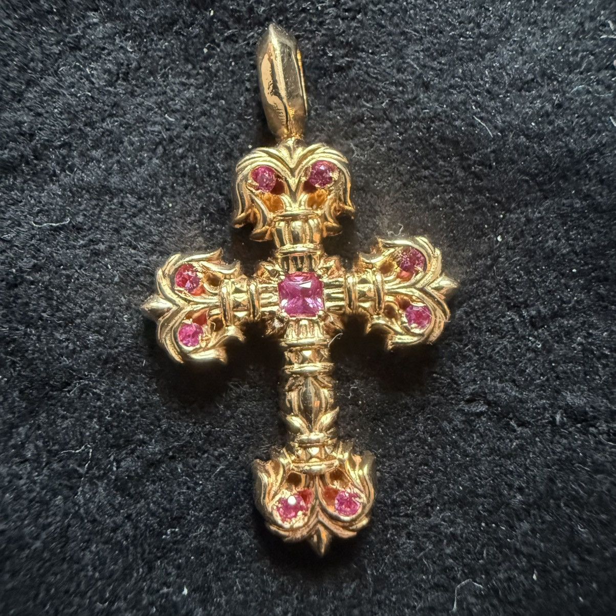 Chrome Hearts Chrome Hearts 22k Filigree Cross Charm with Pink Sapphire Size ONE SIZE - 2 Thumbnail