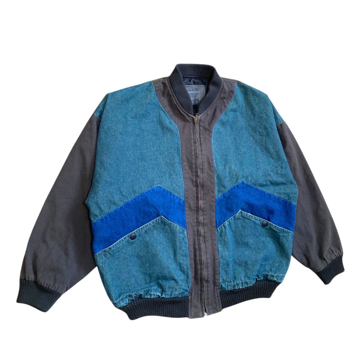 Japanese Brand × Vintage 💥 80s WATERSKY DENIM BOXY BOMBER JACKET Size US M / EU 48-50 / 2 - 3 Thumbnail