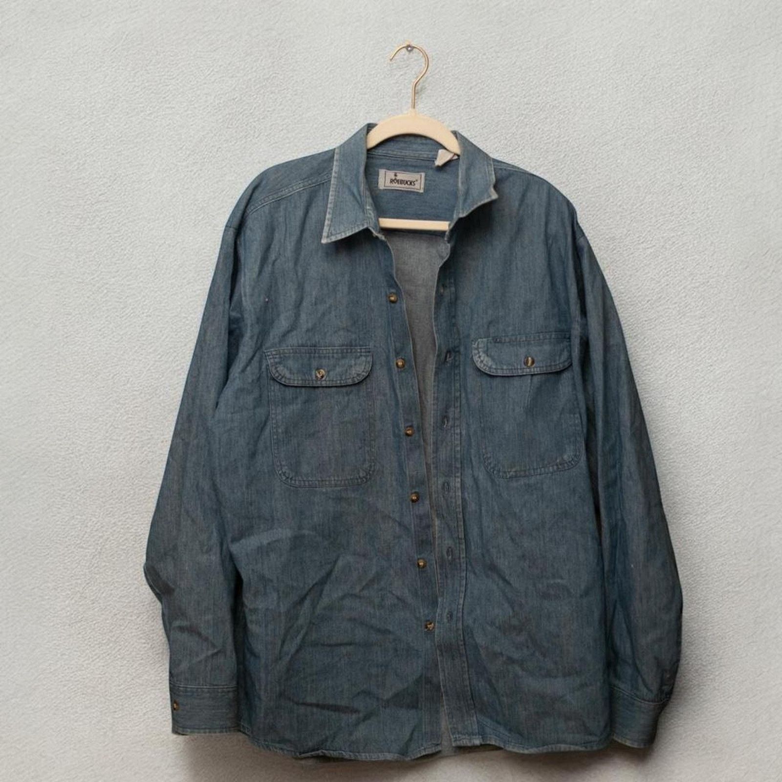 Sears Late 80s early 90s Roebucks chambray shirt Size US XL / EU 56 / 4 - 1 Thumbnail