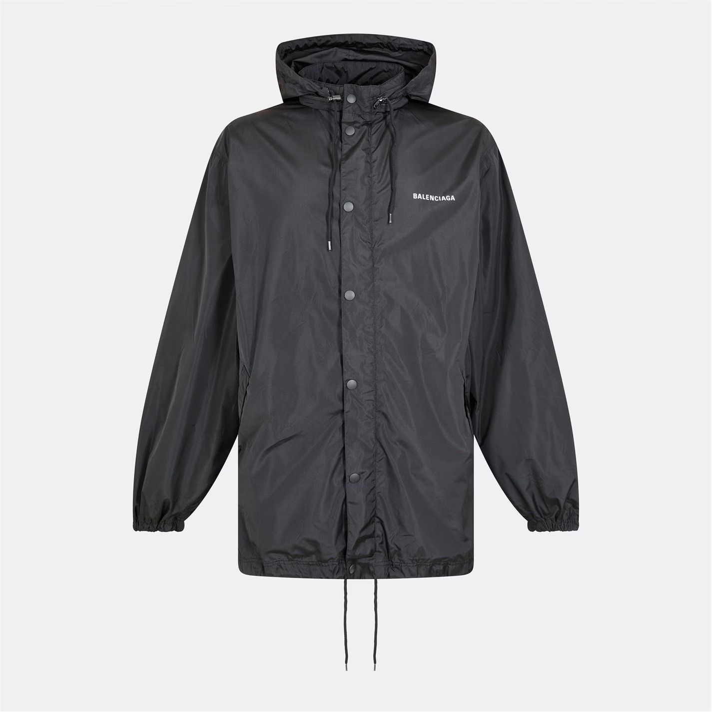 o1g2r1mq0226 Drawstring Hooded Rain Anorak Jacket In Black