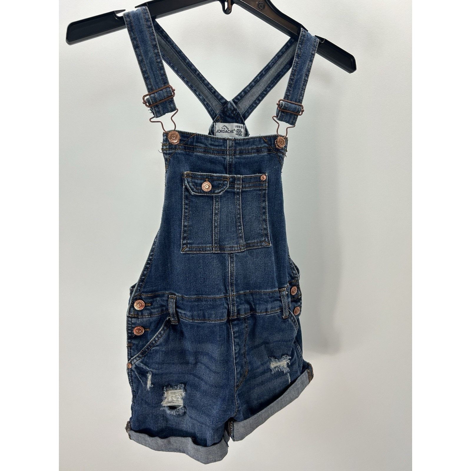 Jordache Jordache Girls 10 12 Blue Bib Overall Jeans Denim Y2K Boho. Size L / US 10 / IT 46 - 1 Thumbnail