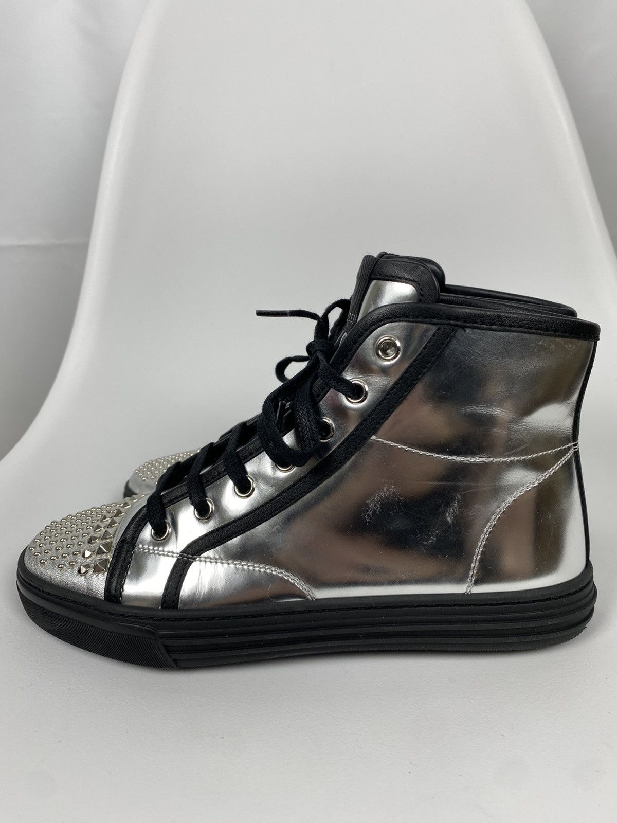 Gucci Gucci Metallic Leather Hi-Top Sneakers size 35.5 Size US 5.5 / IT 35.5 - 3 Thumbnail