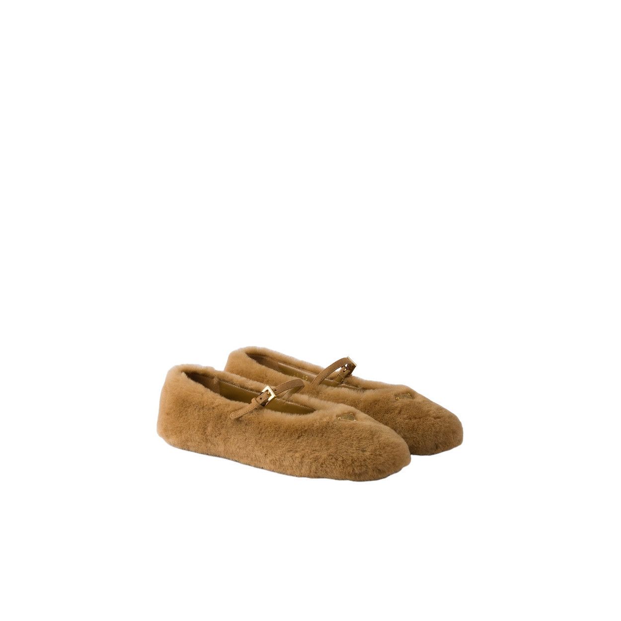 Prada PRADA $1150 Caramel Shearling Ballerinas New & Authentic (Wo Size US 8 / IT 38 - 1 Thumbnail