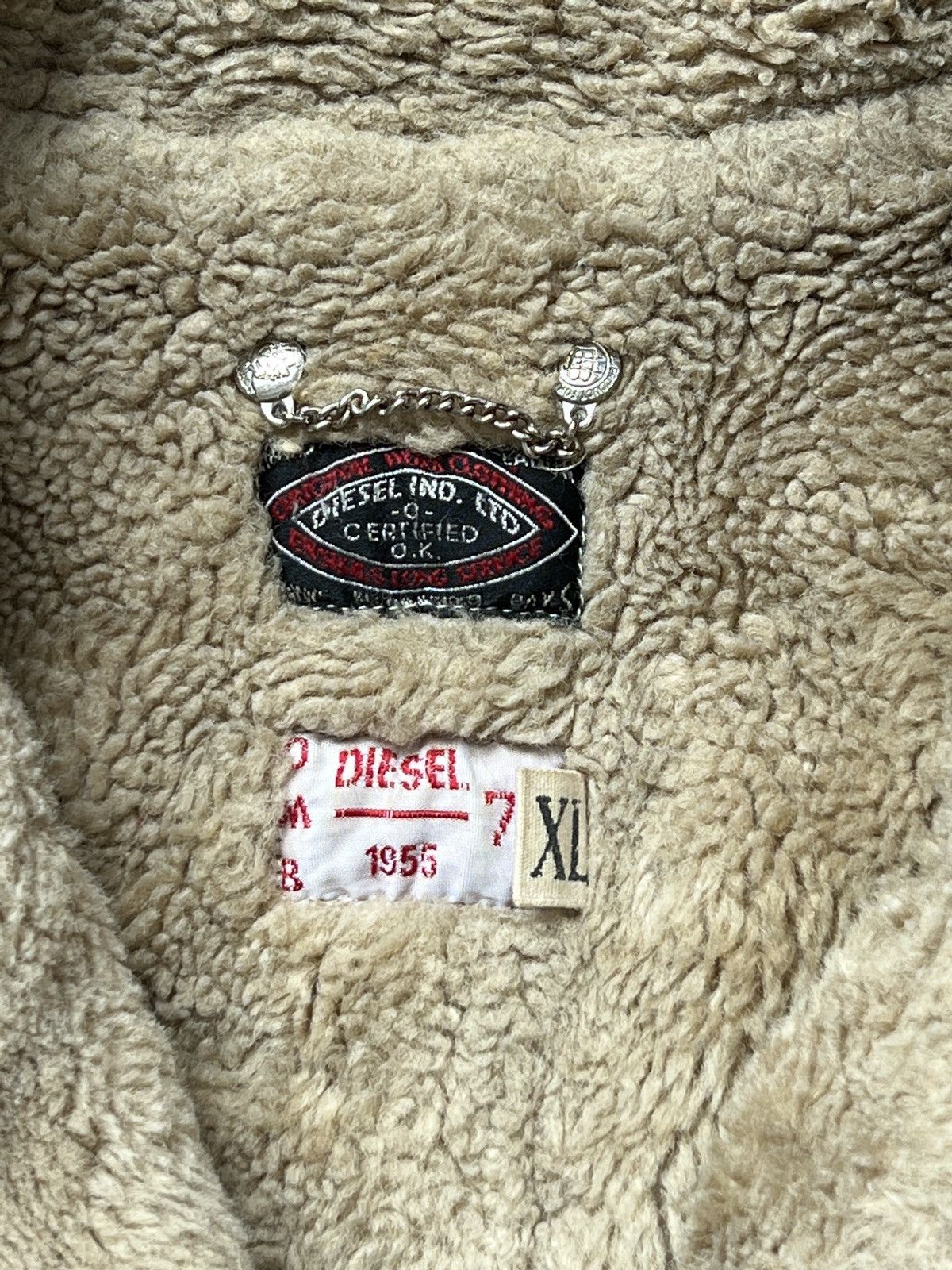Diesel × Japanese Brand × Vintage Diesel DMB 1955 Vintage Waxed Cotton & Shearling Jacket Size US XL / EU 56 / 4 - 15 Thumbnail