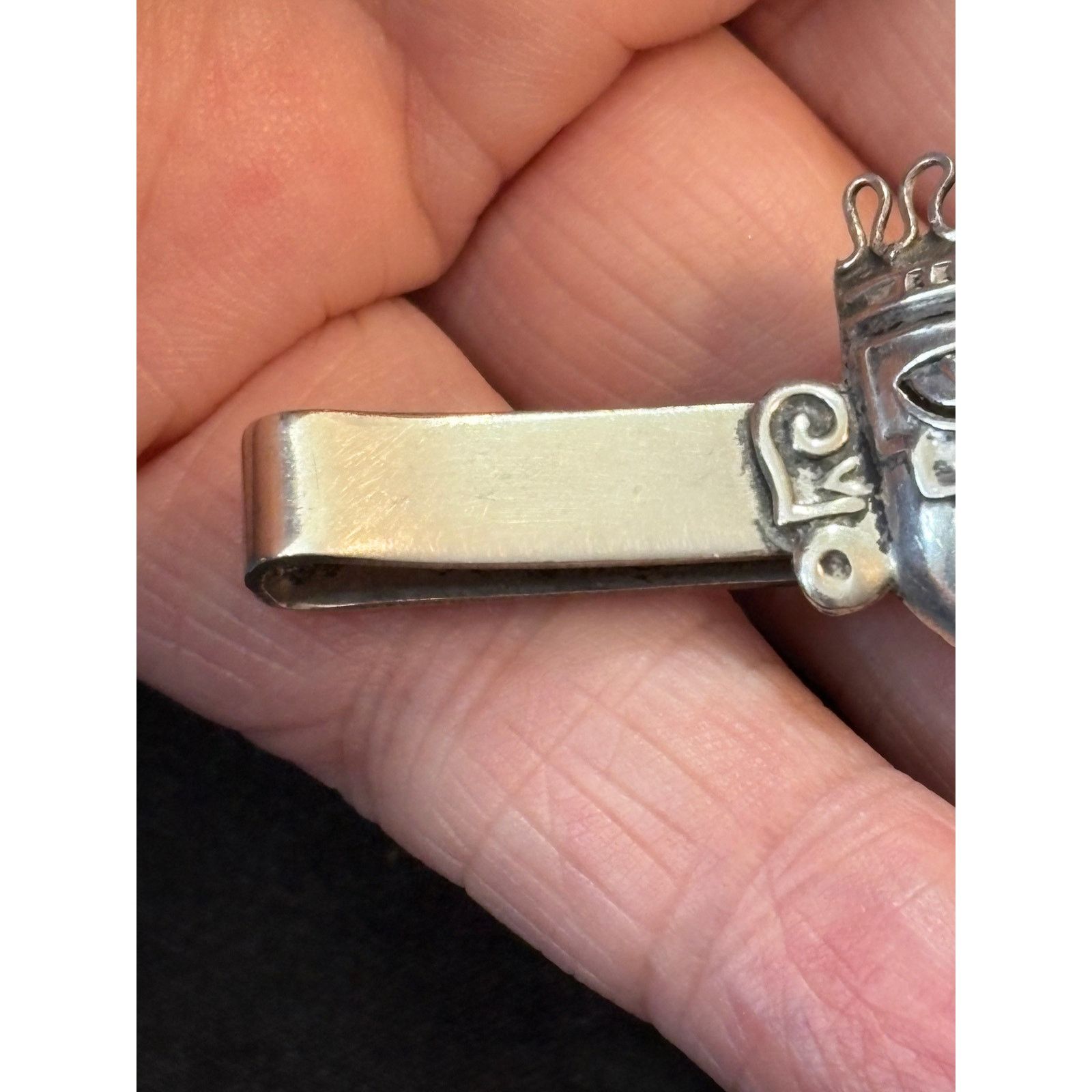 Other Vintage Tie Clip R.B.Z. Mexico Sterling Silver Aztec Mask Size 26 - 9 Thumbnail