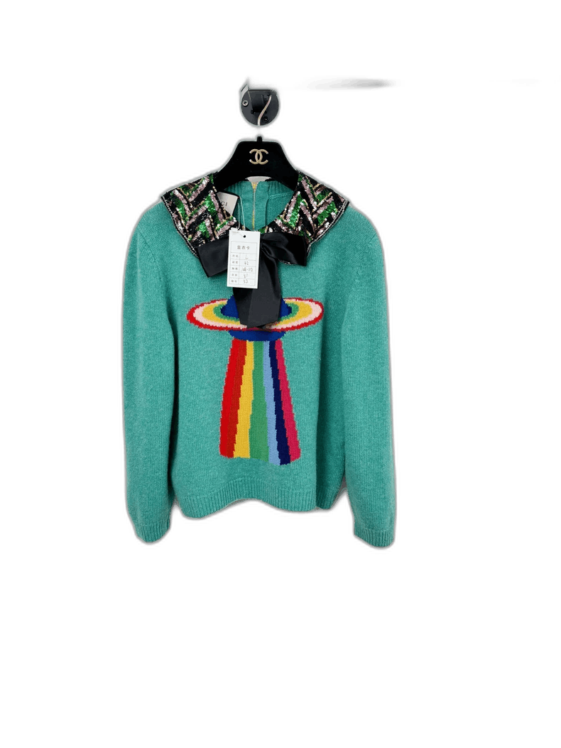 Gucci Gucci Sequin Sweater with Colorful Design Size L / US 10 / IT 46 - 1 Thumbnail