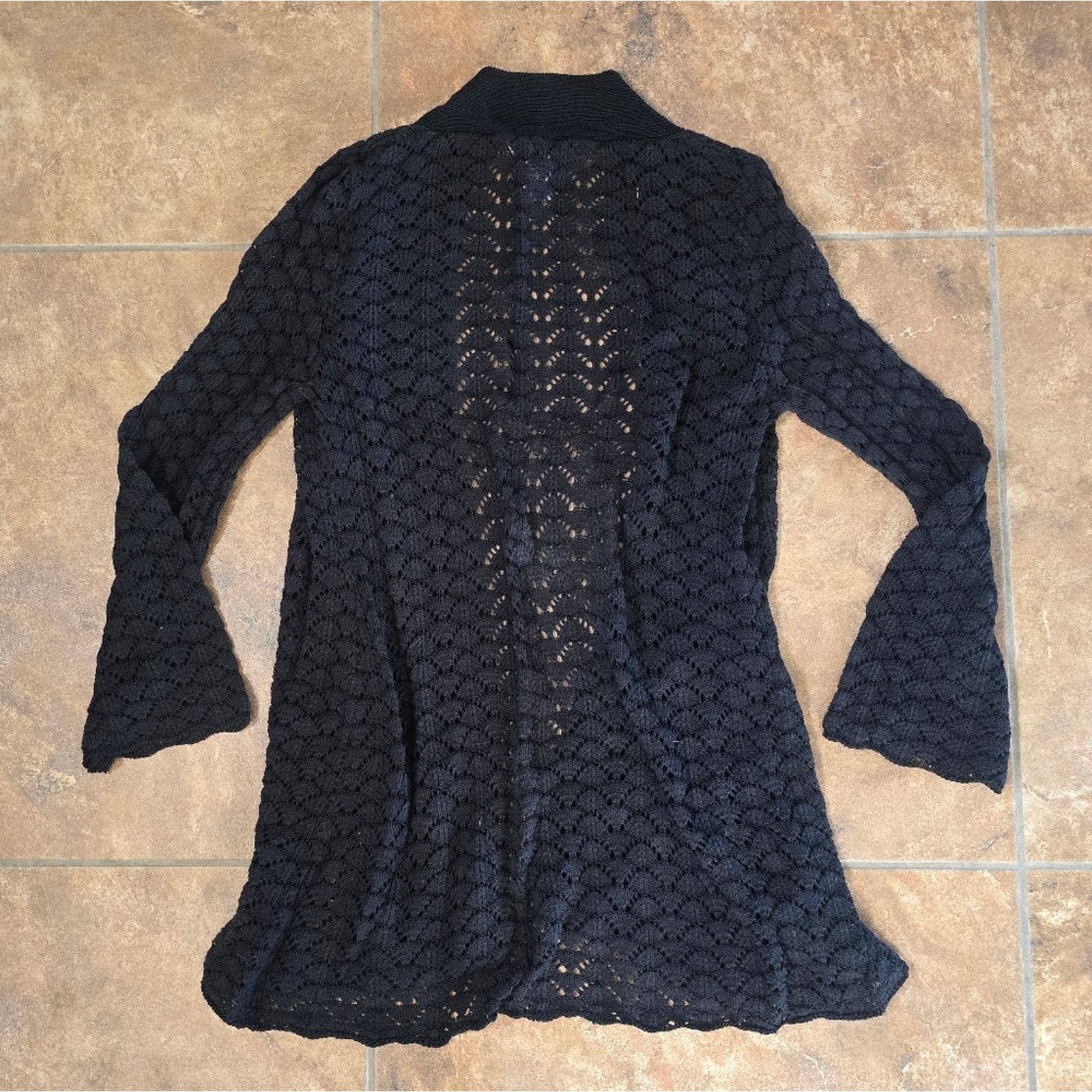 Other Black Detailed | UNIFORM JPR | Draped Duster Cardigan Size L / US 10 / IT 46 - 2 Thumbnail