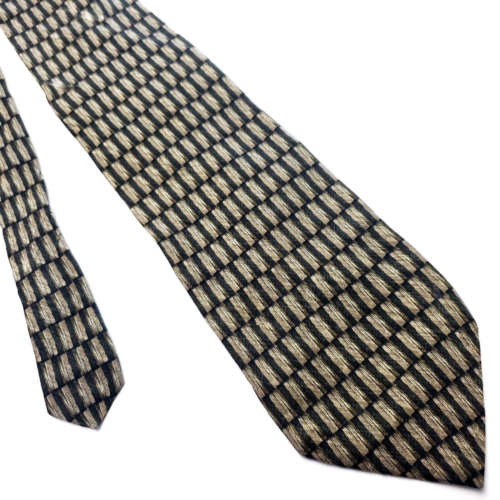 Haggar Haggar Collections Beige Silk Tie Woven Long Geometric Size ONE SIZE - 1 Thumbnail
