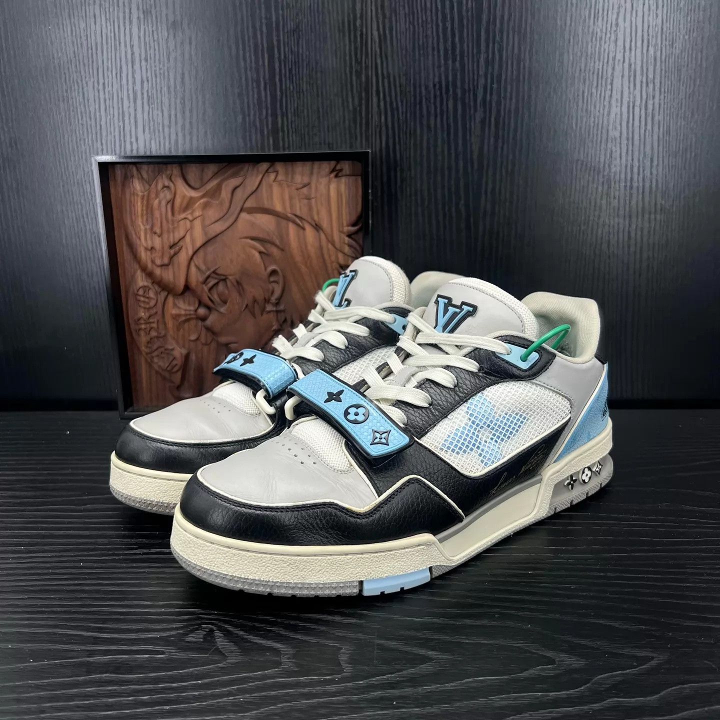 Louis Vuitton LV Trainer Azure Blue Velcro US8/42 Lining Worn Size US 8 / EU 41 - 1 Thumbnail