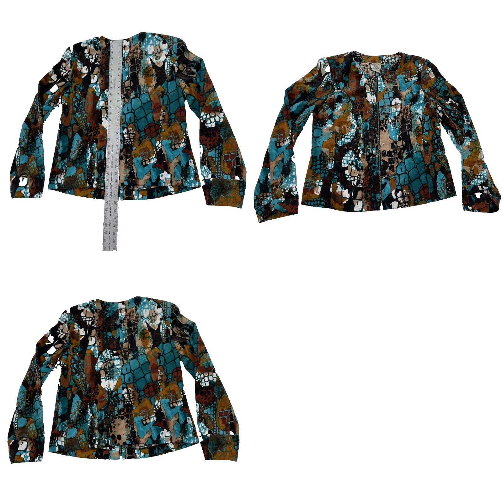 Altea REQUIREMENTS Teal Corduroy Jacket Women L Abstract Western Boho Zip Coat L Size L / US 10 / IT 46 - 11 Thumbnail