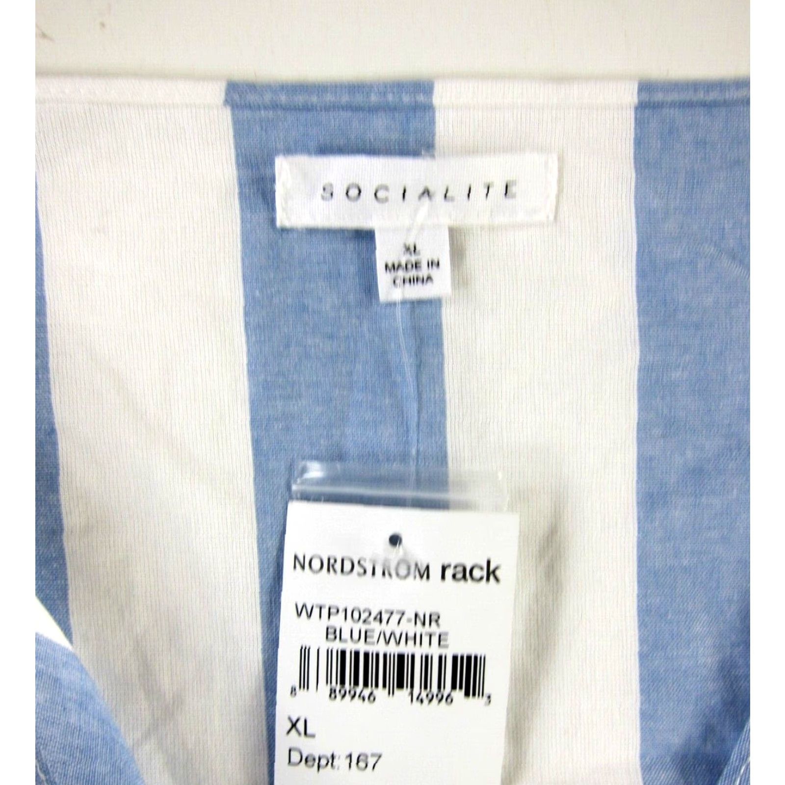 Vintage VINTAGE NWT Socialite Blouse 100% Cotton White Blue Stripe V-Neck Button Long Sleeve XL Size XL / US 12-14 / IT 48-50 - 5 Thumbnail