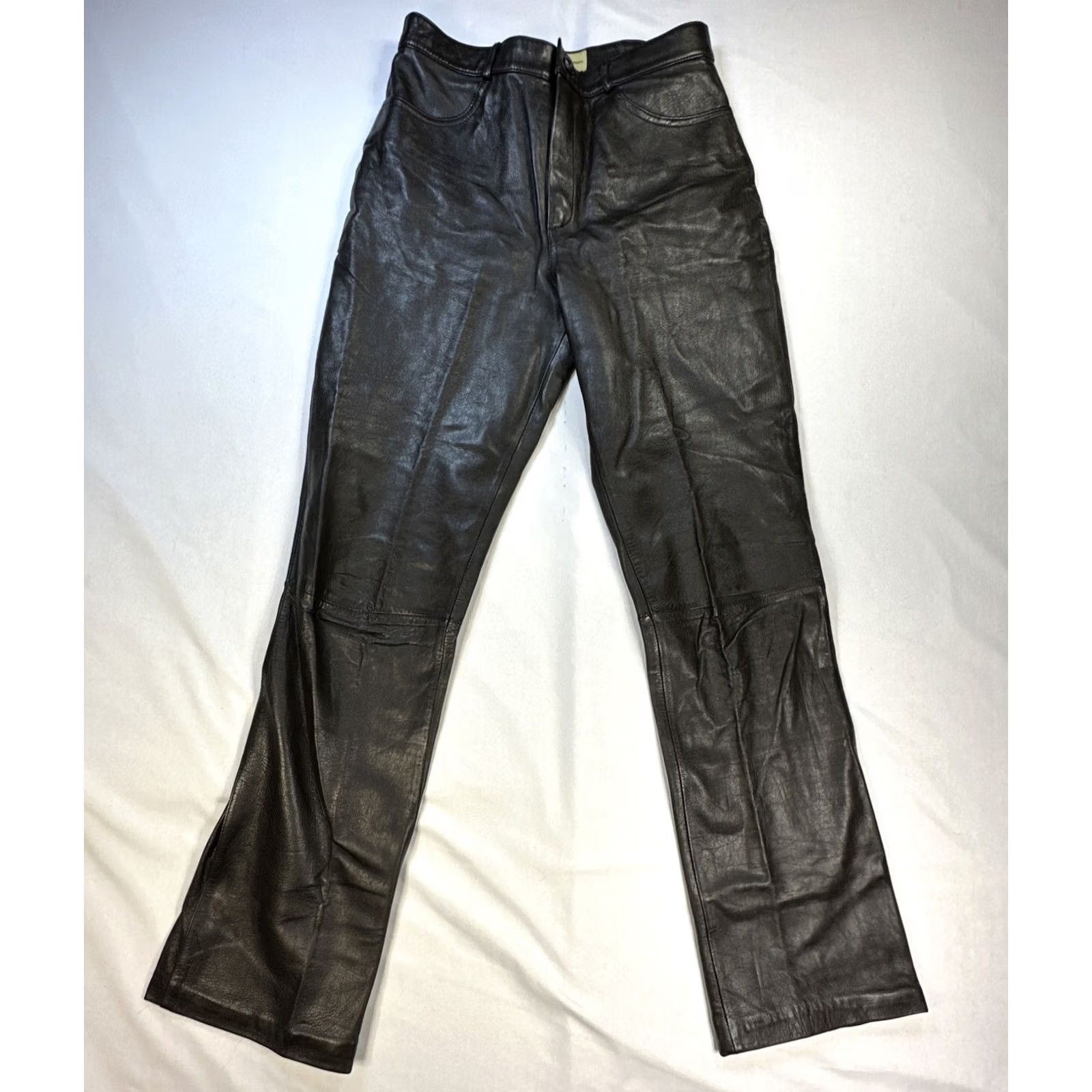 Vintage Rem Garson Women’s Pants Leather Brown Button Flat Front Size 8 Regular Size 30" / US 8 / IT 44 - 2 Thumbnail
