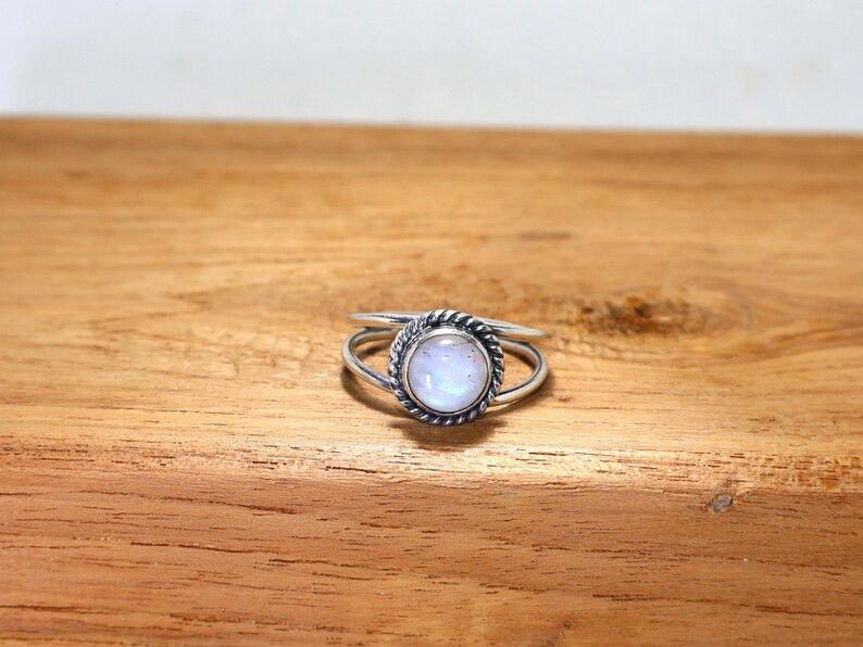 Handmade Rainbow Moonstone Ring: Handmade 925 Sterling Silver Ring Size ONE SIZE - 3 Thumbnail