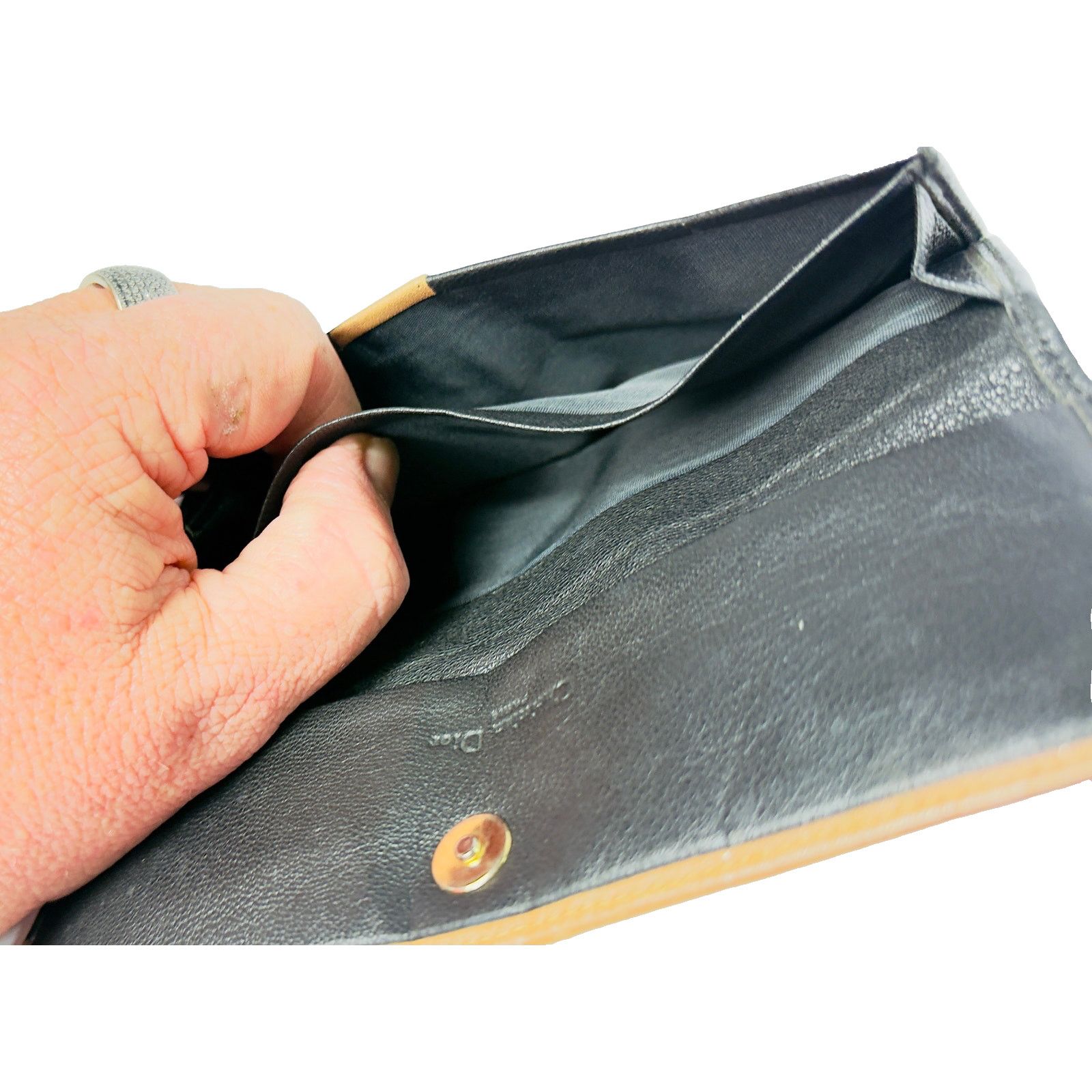 Dior Vintage 80s Christian Dior Black Tan Leather Clutch Wallet Size ONE SIZE - 3 Thumbnail