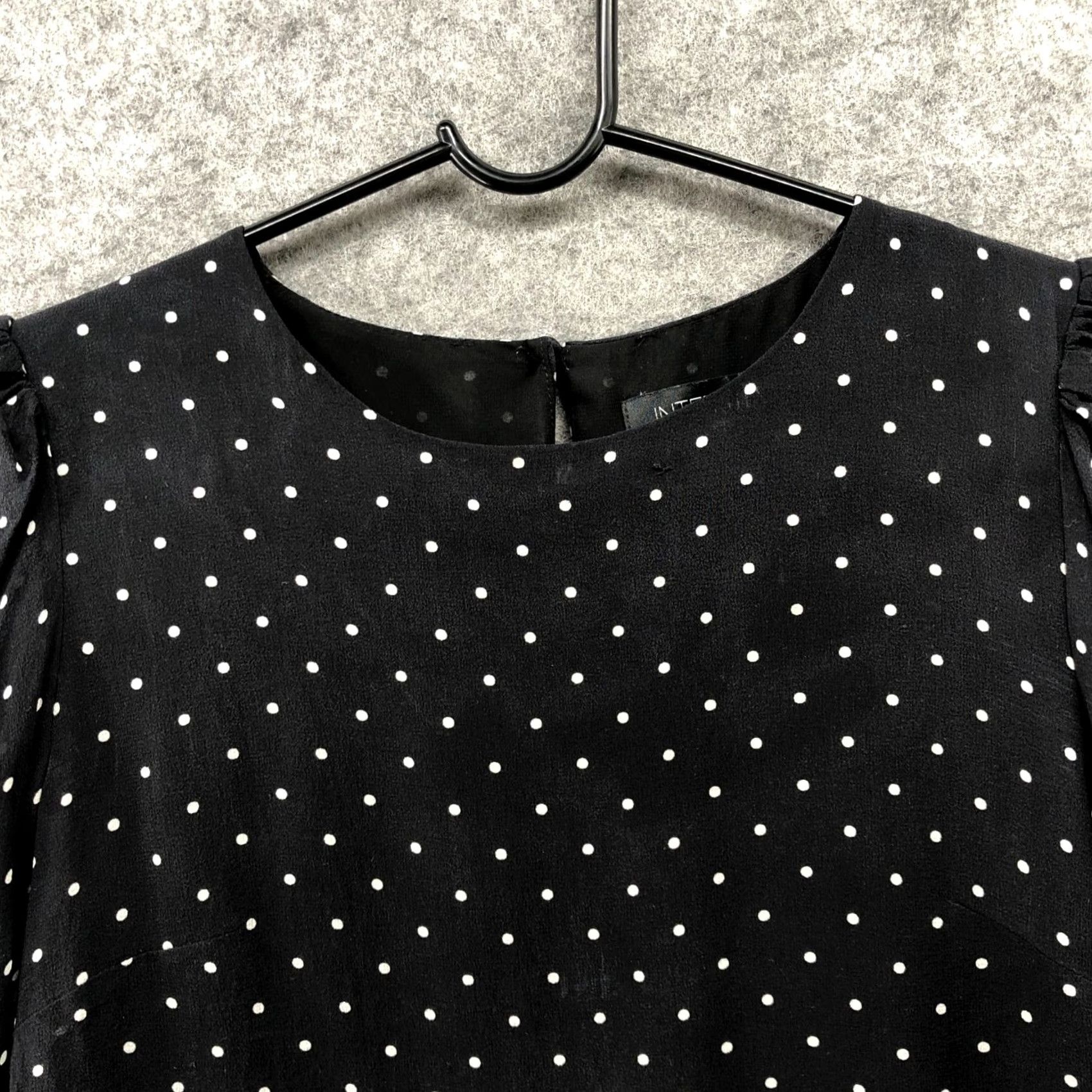 Vintage Intermix Silk Blouse Womens S Black White Polka Dot Puff Sleeve Long Sleeve Round Neck Shirt Women’s S Polka Dot Puff Sleeve Blouse Size S / US 4 / IT 40 - 4 Thumbnail