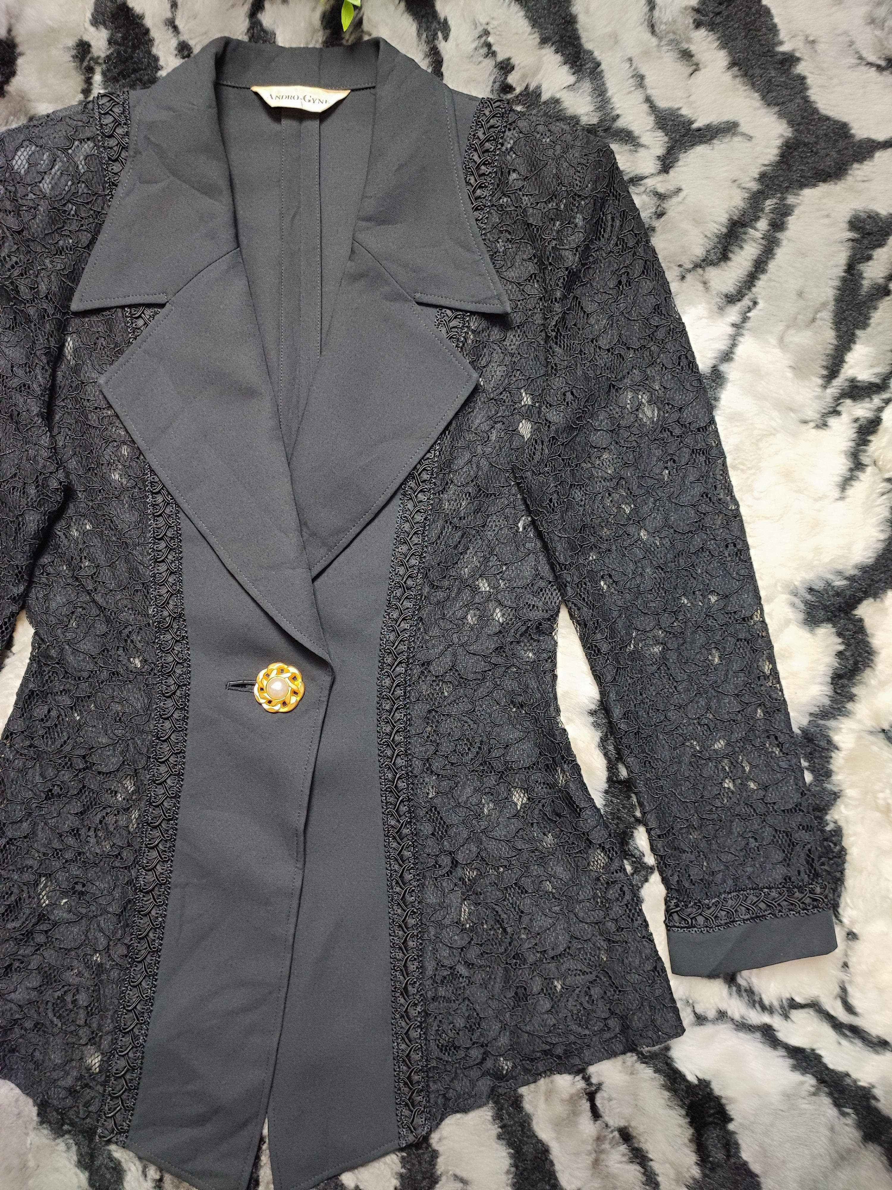 Japanese Brand Vintage Andro Gyne Black Net Blouse Size S / US 4 / IT 40 - 4 Thumbnail