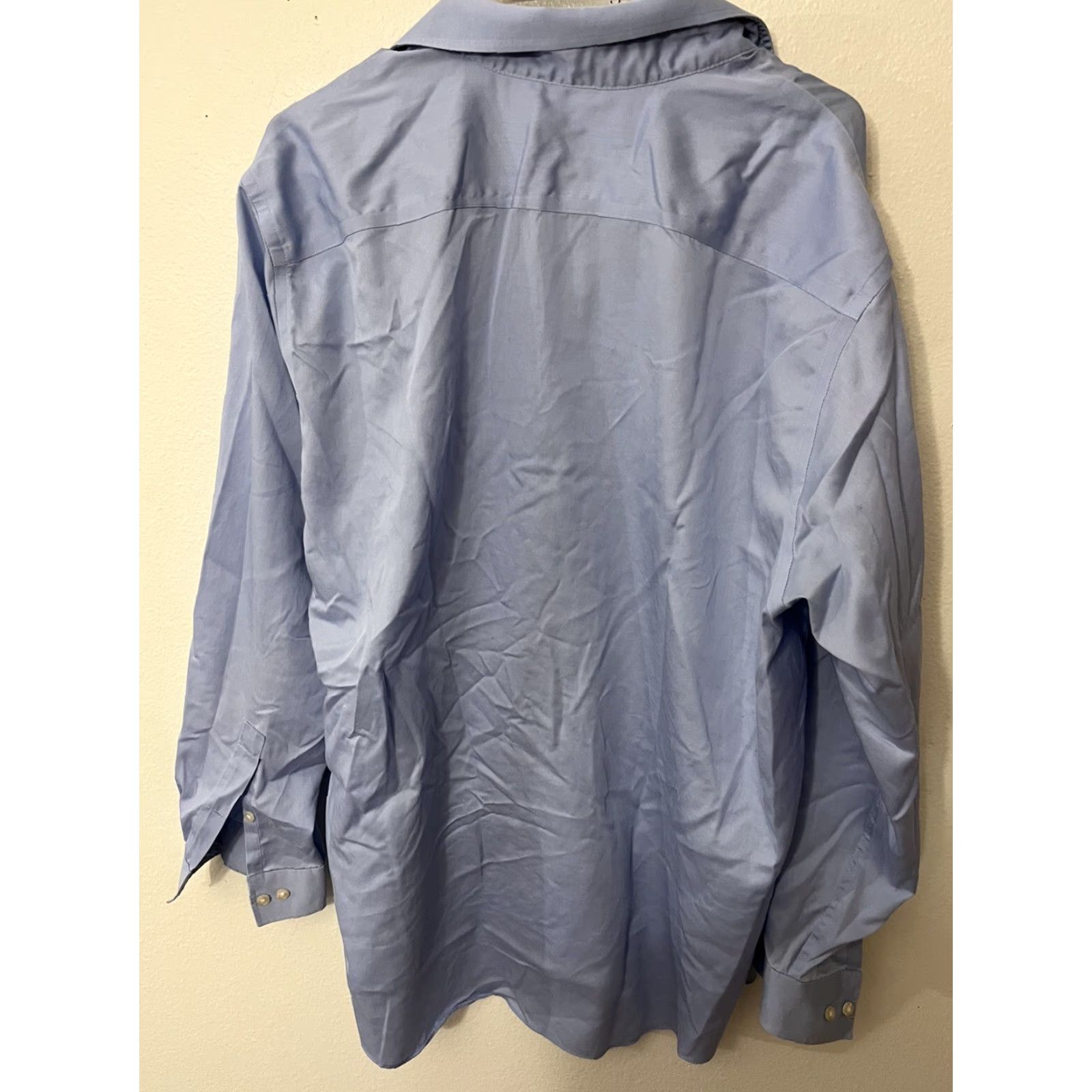 Michael Kors Michael Kors Dress Shirt Blue Solid 18 Button Shirt 100% Cotton Non Iron Mens Button-Up Collared Spread Long Sleeve Casual Regular Colorful 18 Size 48R - 3 Thumbnail