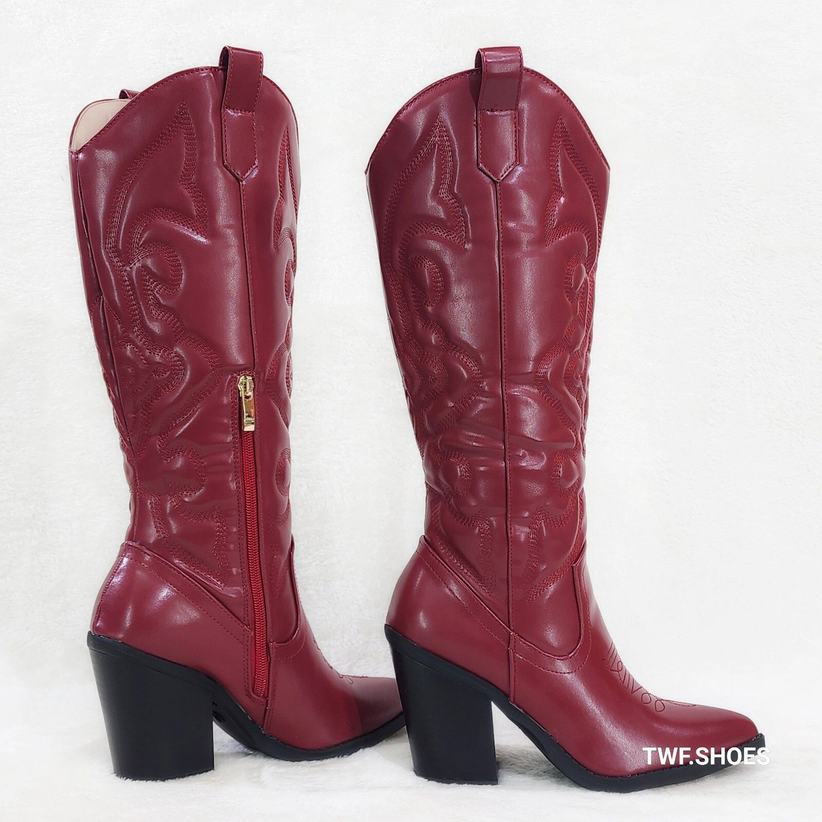Other Electric Cowboy Burgundy Matte Western Knee High Cowgirl Boo Size US 8.5 / IT 38.5 - 2 Thumbnail