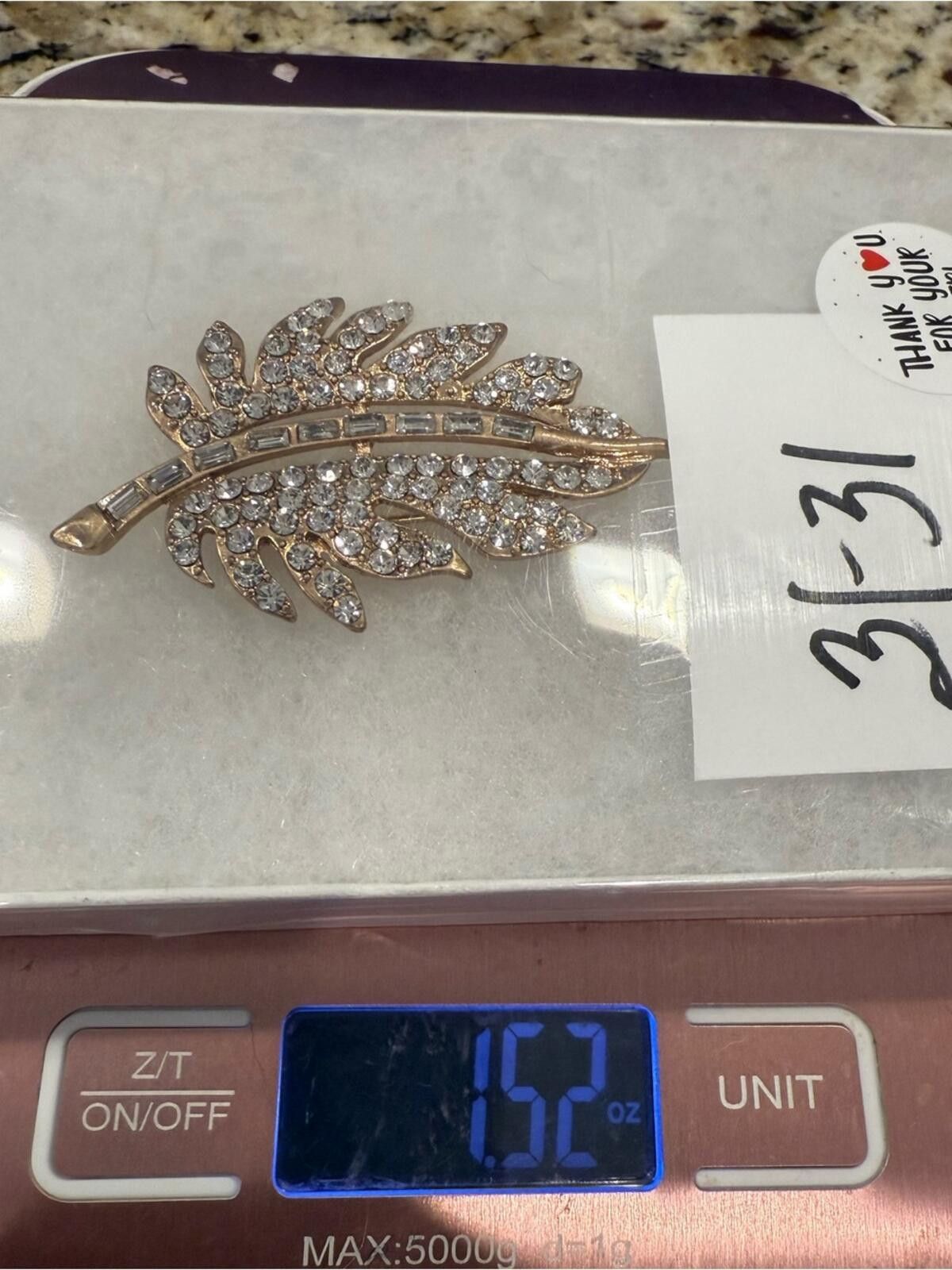 Other Vintage leaf gold tone brooch round rectangular rhinestones Size ONE SIZE - 9 Thumbnail