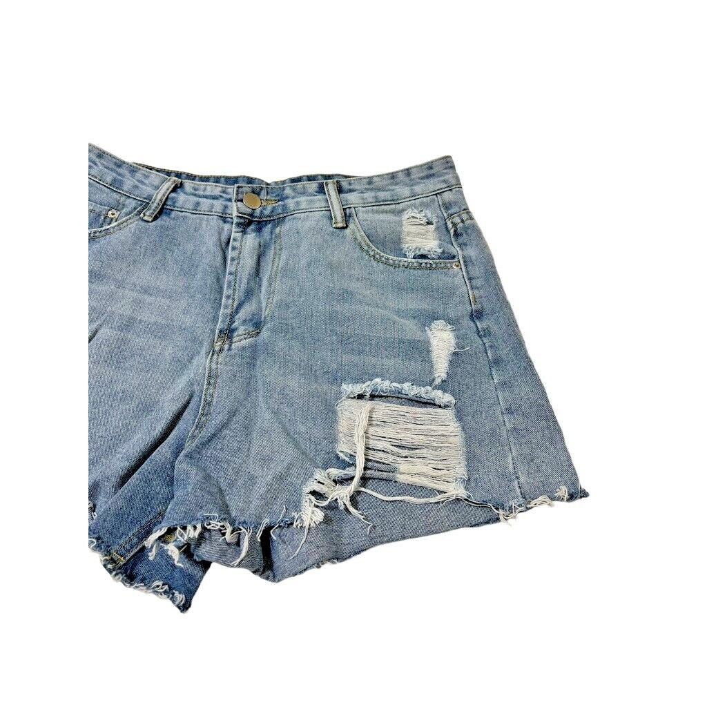 Shein Shein Blue Jean Short Women Large Frayed Distressed Cut Off Size 30" / US 8 / IT 44 - 3 Thumbnail