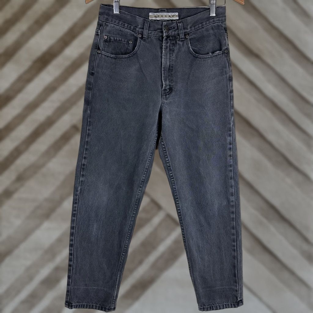 Merona VINTAGE THRASHED 90s Faded Black Denim Jeans ACTUAL 27x28 Relaxed Tapered Jeans Men Size US 27 - 1 Thumbnail