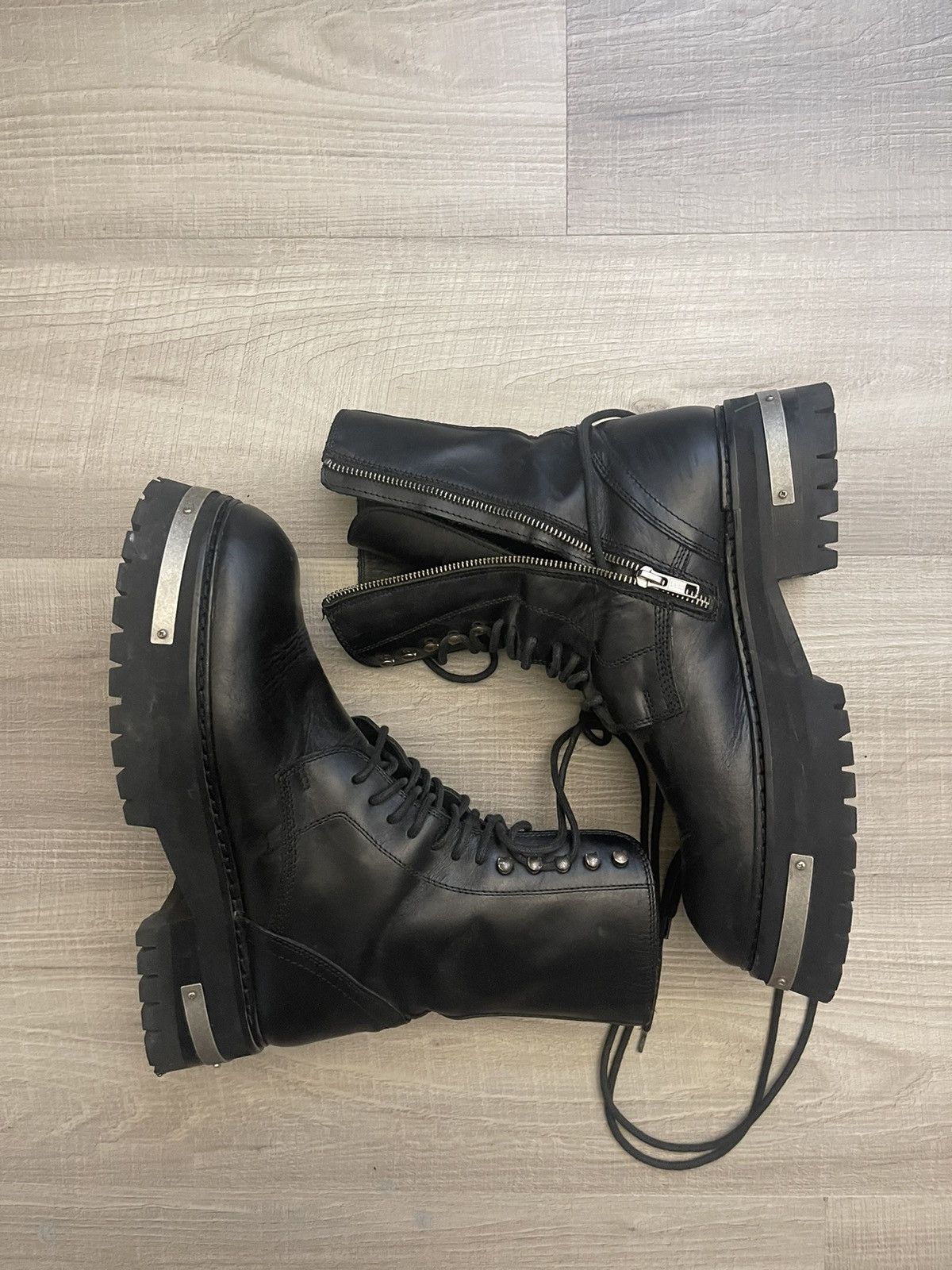 デ*ス様 ANN DEMEULEMEESTER 42inch Ann Demeulemeester Ann D. Black & Silver Oversized Sole