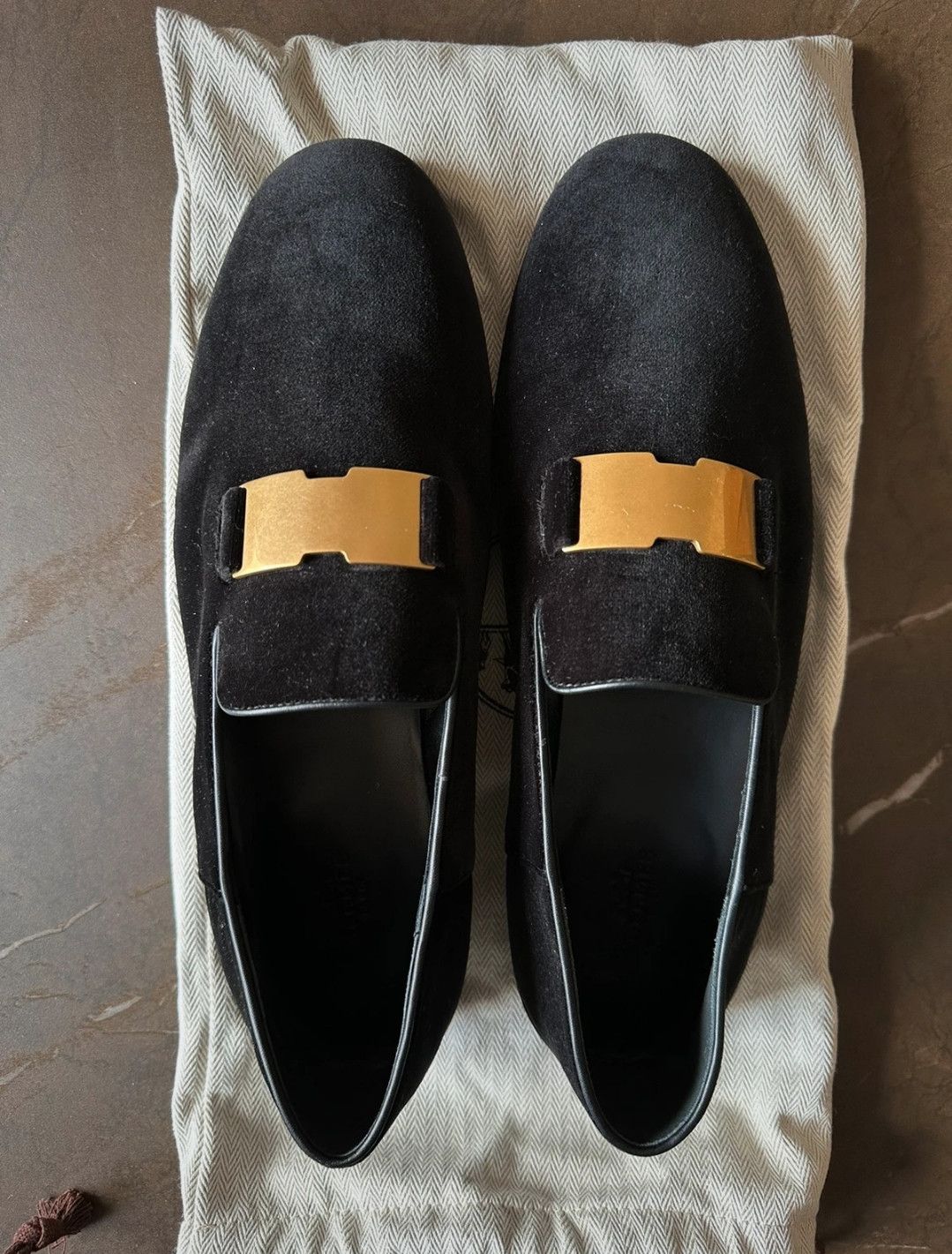 Hermes Mocassini Hermès Pacôme in pregiato velluto nero Size US 8.5 / EU 41-42 - 1 Thumbnail