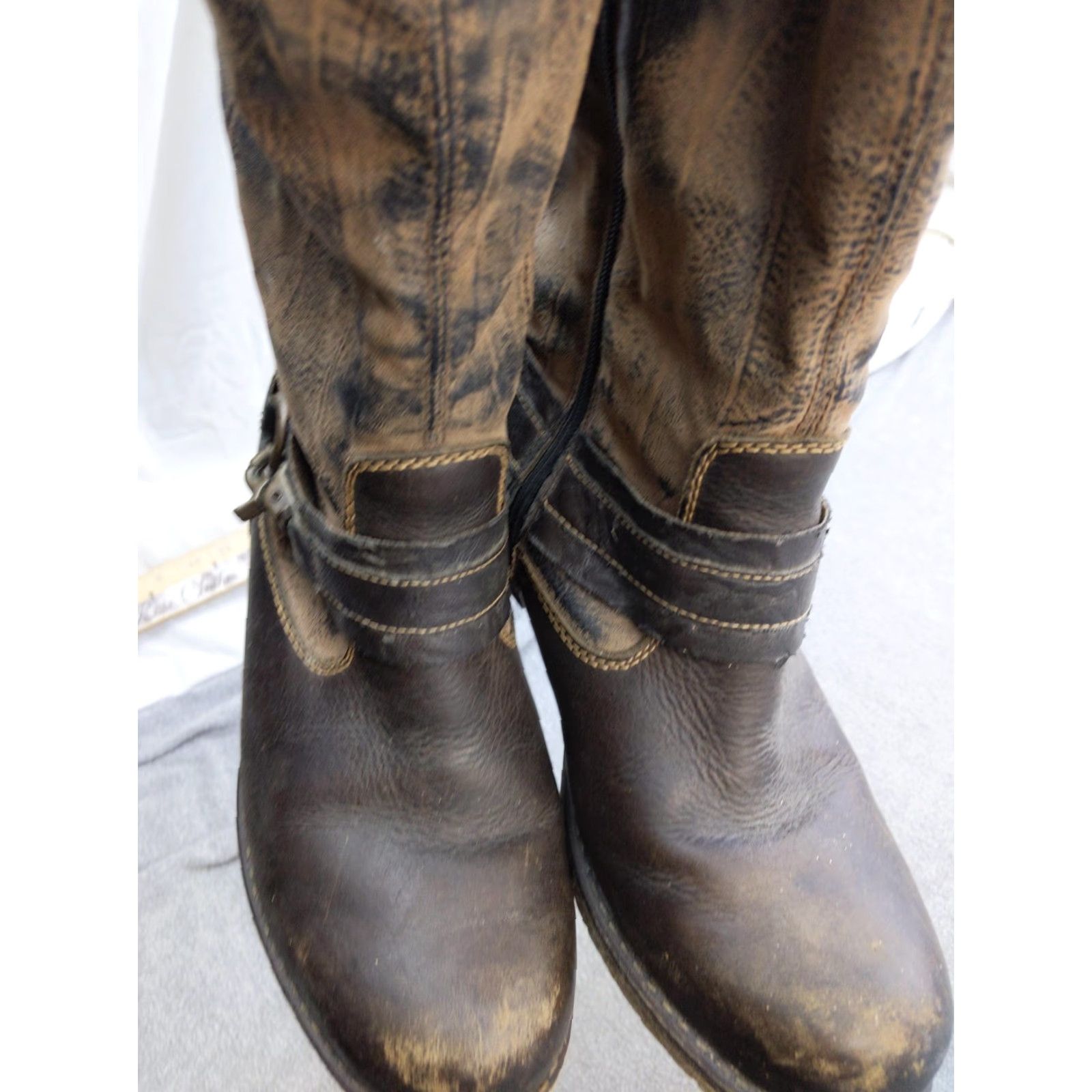 Vintage Remonte Womens Boots Knee High Biker 7.5 Brown Faux Leather Zip Buckle Lined Autumn Winter Casual Shoes Mens Womens Girls only Size US 8 / IT 38 - 4 Thumbnail