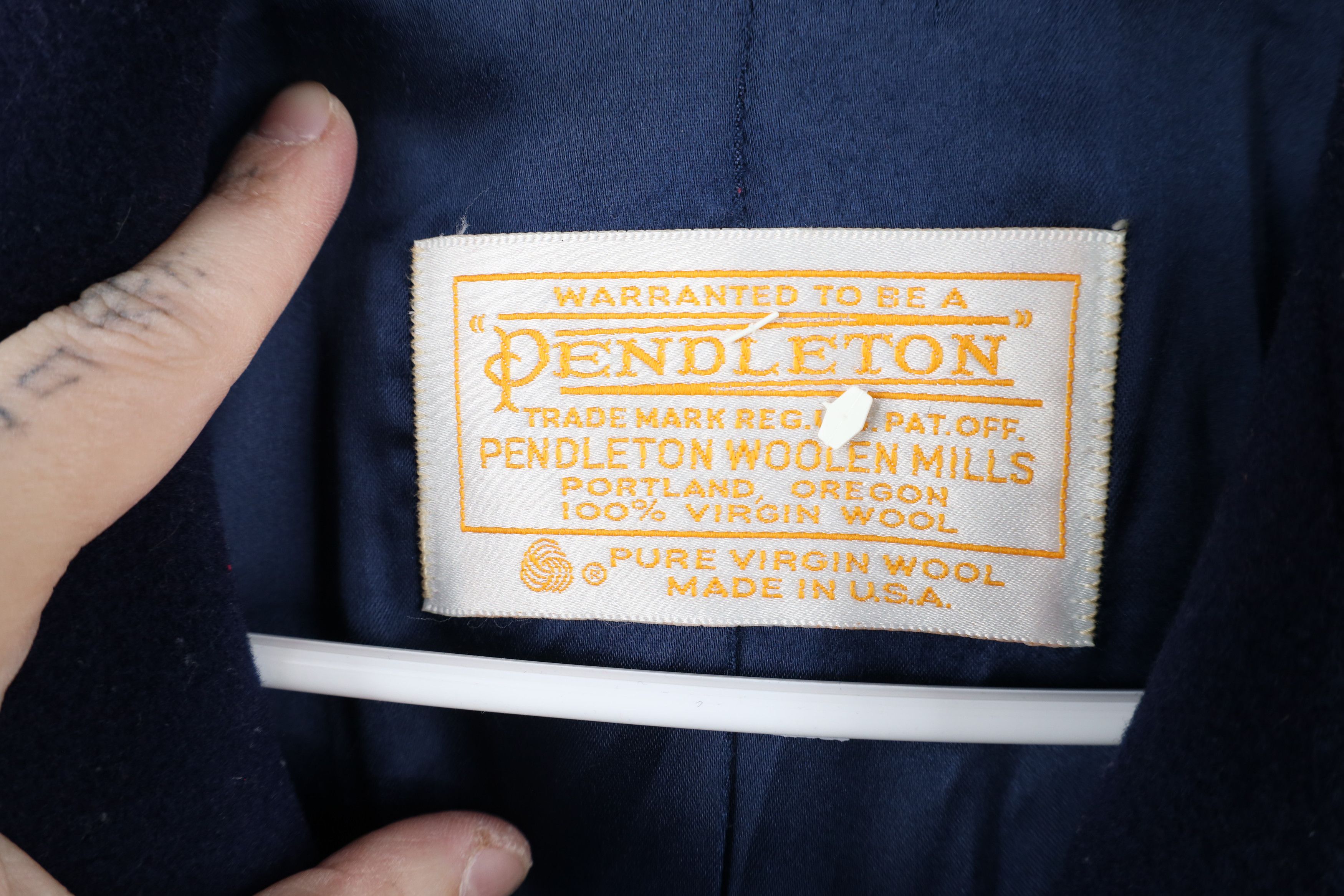 Pendleton × Vintage Vintage 90s Pendleton Heavy Wool Trench Coat Jacket Blue USA Size XL / US 12-14 / IT 48-50 - 8 Thumbnail