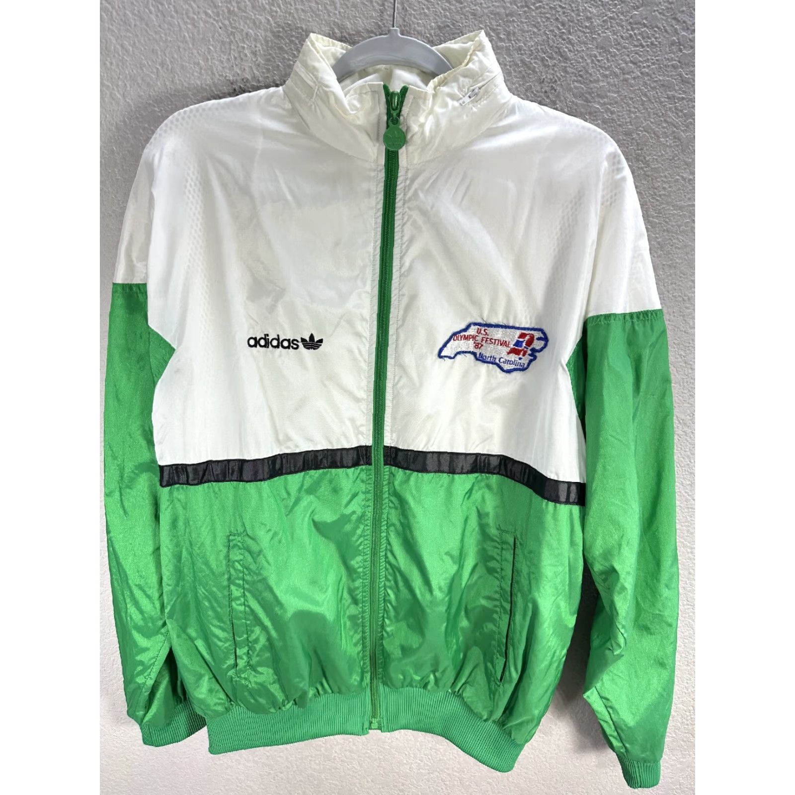 Adidas VINTAGE Adidas Green White Lightweight Jacket Mens M USA Olympic Festival 87’ Slant Zip Pro Vintage Mens Size US M / EU 48-50 / 2 - 4 Thumbnail