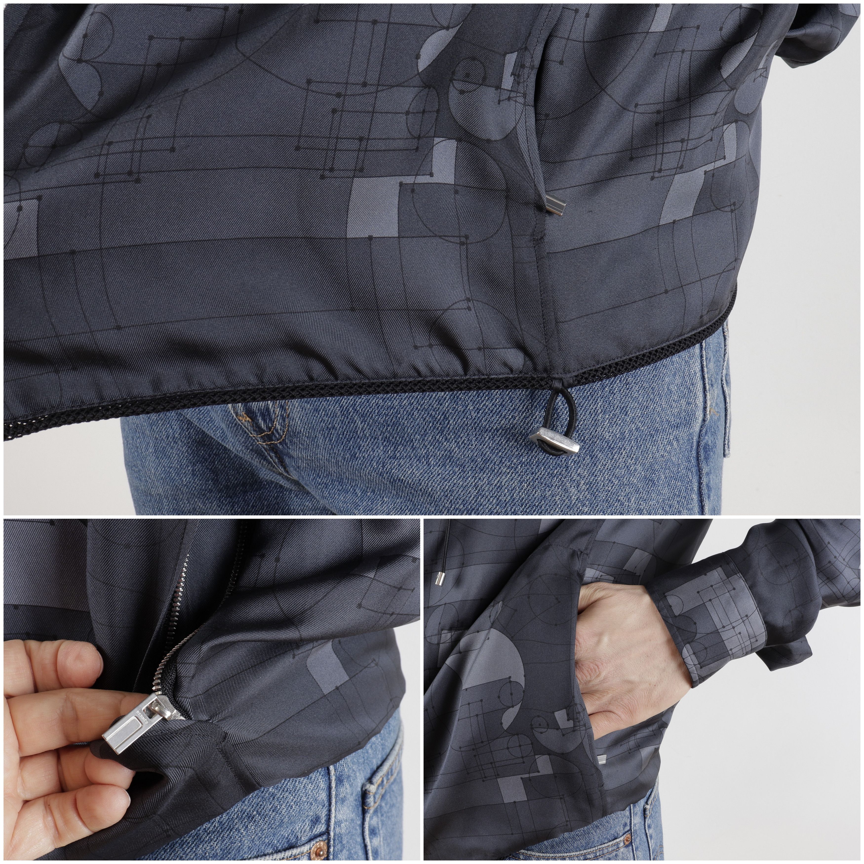 Hermes Hermes Silk Grey Geometric Print Hooded Light Jacket Size US M / EU 48-50 / 2 - 8 Thumbnail