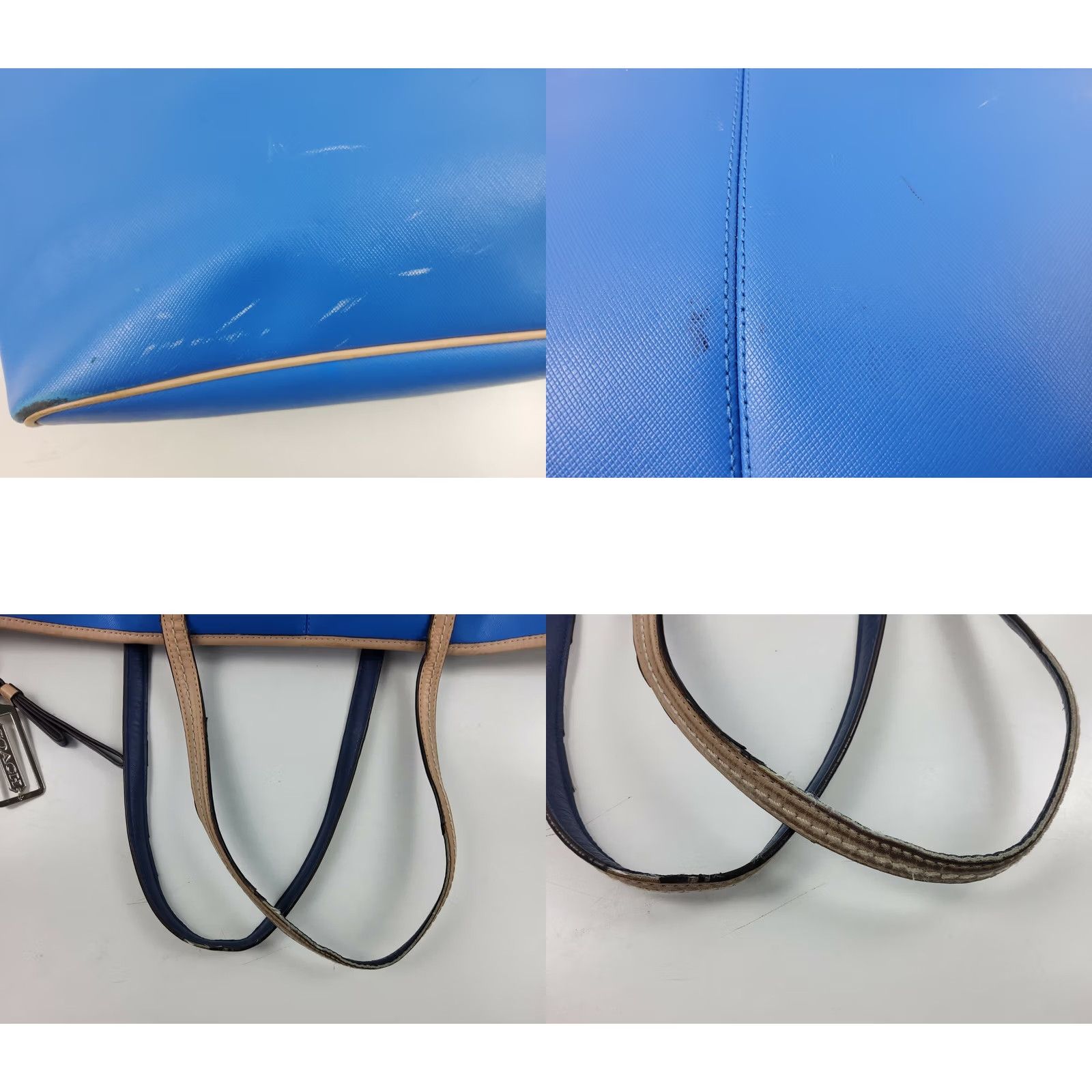 Coach Coach Crossgrain Leather Tote Large Handbag Purse Blue Women Size ONE SIZE - 8 Thumbnail