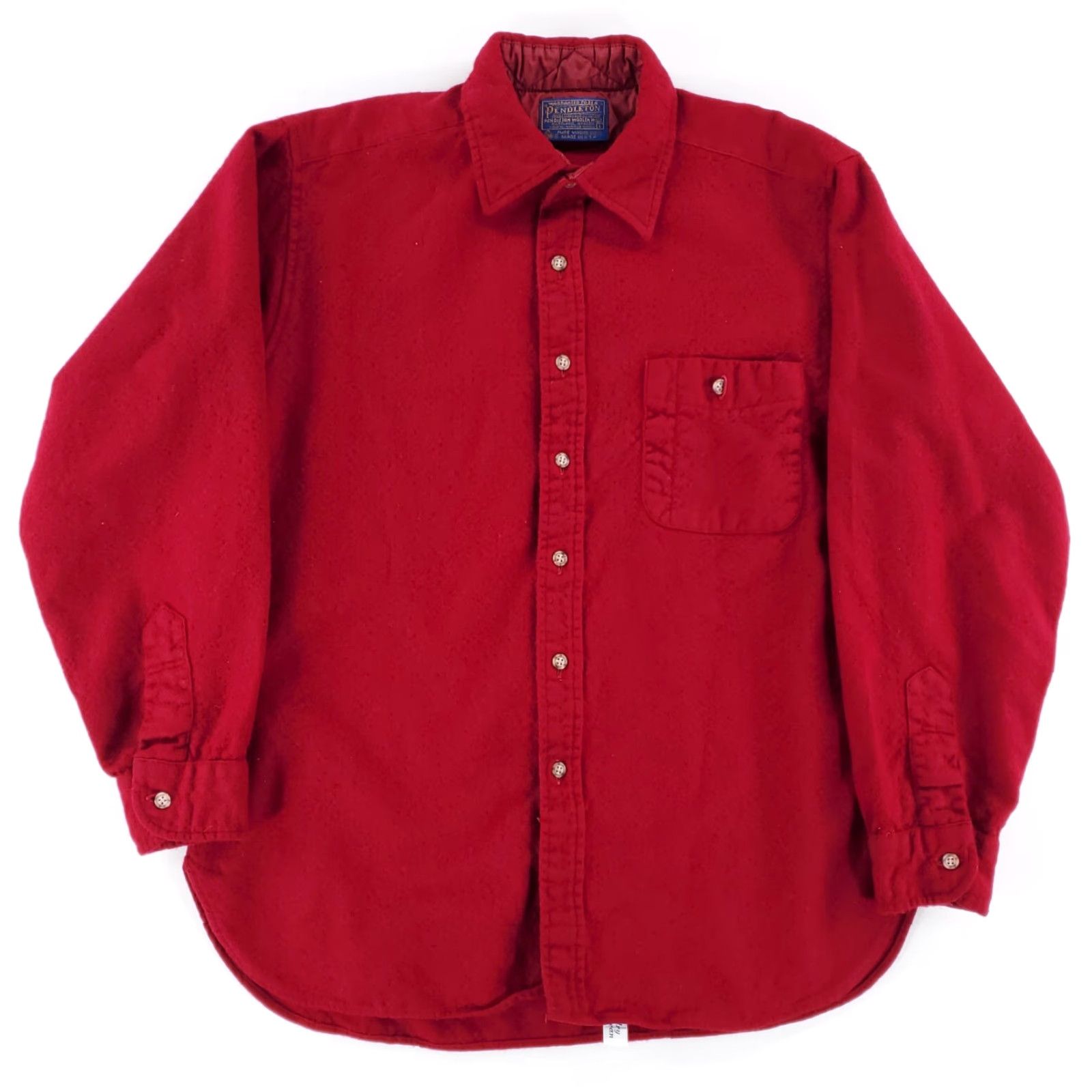 Pendleton VINTAGE Pendleton Button-Up Shirt Long Sleeve Mens L Red 100% Wool Solid 70s 80s Size US L / EU 52-54 / 3 - 2 Thumbnail
