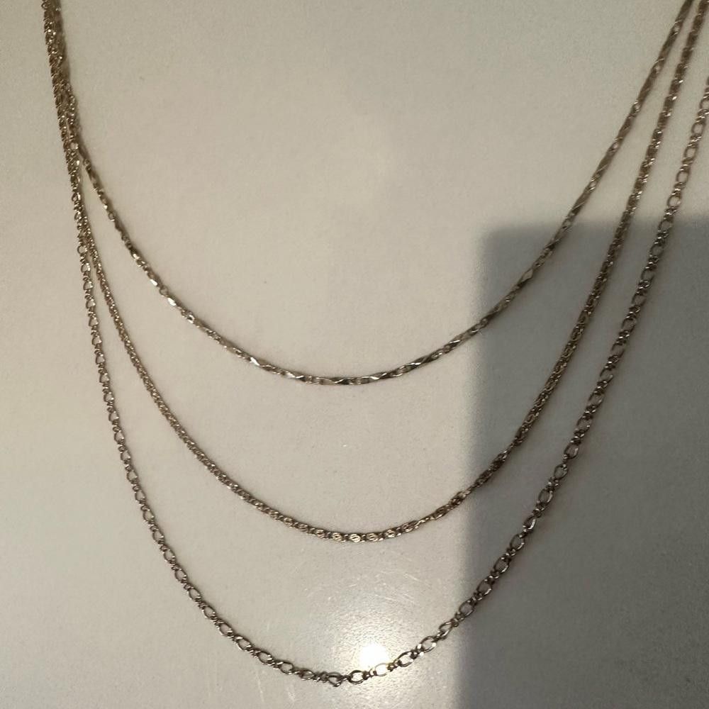 Designer Triple 3 Strand Necklace Celtic Knot Stations Gold Tone Size ONE SIZE - 3 Thumbnail