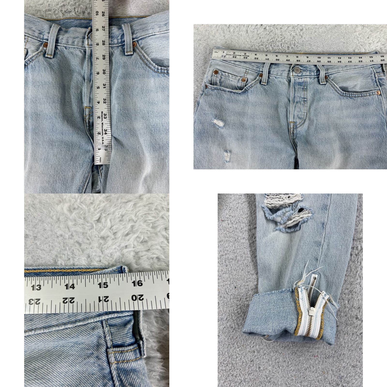 Levi's Levi's Jeans 501 XX Slim Denim Blue 29 Adult Regular Pants Tapered Ankle Zip Button Fly Cotton Blend Pocket 5-Pocket Vintage No Women Size 29" - 9 Thumbnail