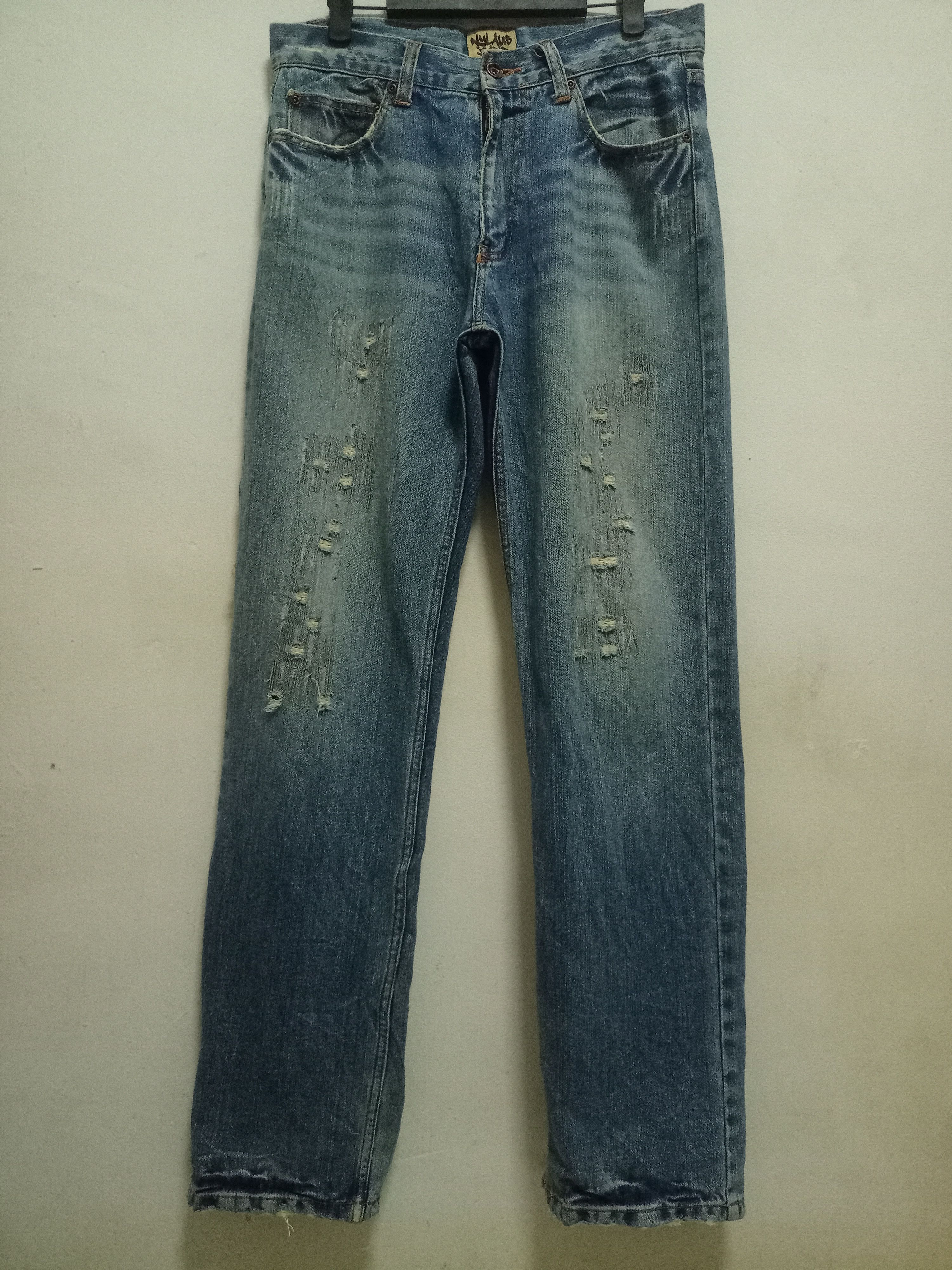 Vintage Japanese Brand Blue Wash Distressed Loose Jeans