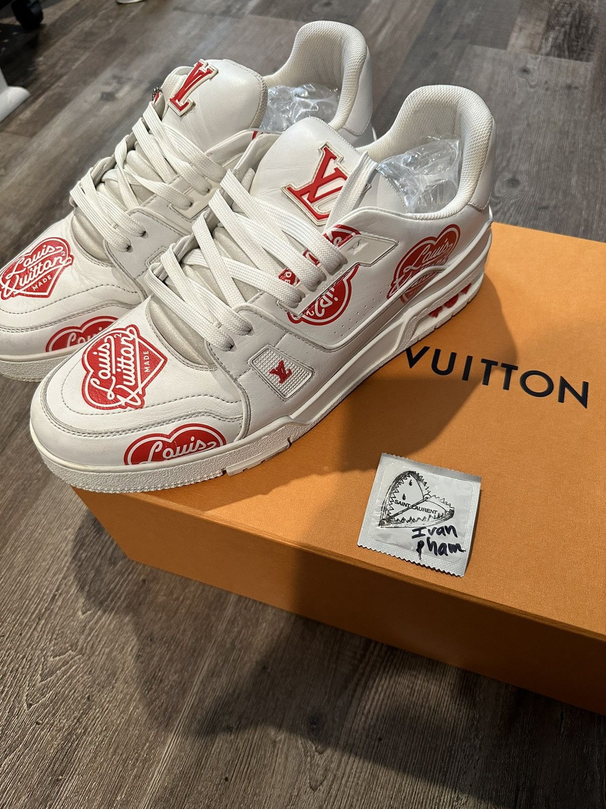 Pre-owned Louis Vuitton X Nigo Lv X Nigo Trainer Shoes In White