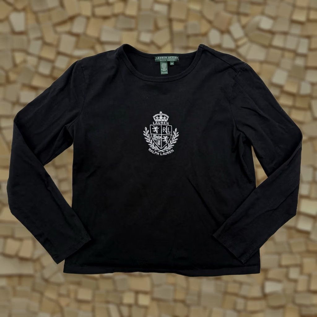 Ralph Lauren Lauren Active Ralph Lauren Performance T-Shirt Women M Black Crest Logo LS Shirt Size M / US 6-8 / IT 42-44 - 1 Thumbnail
