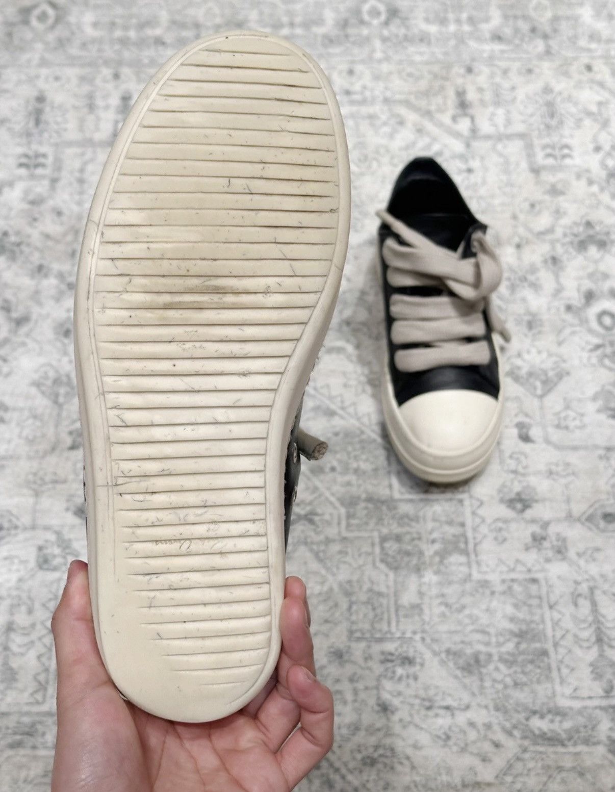 Rick Owens Rick Owens Leather Low-Top Sneakers with Thick Laces Size US 8.5 / EU 41-42 - 8 Thumbnail