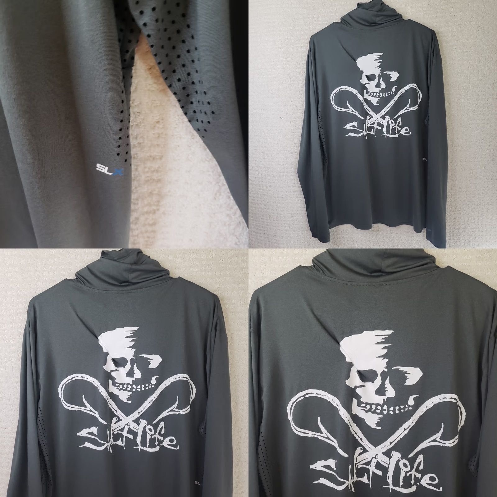 Vintage Salt Life SLX Crew Shirt Mens M Gray L. S. Performance Fishing with Neck Gaiter Size US M / EU 48-50 / 2 - 8 Thumbnail