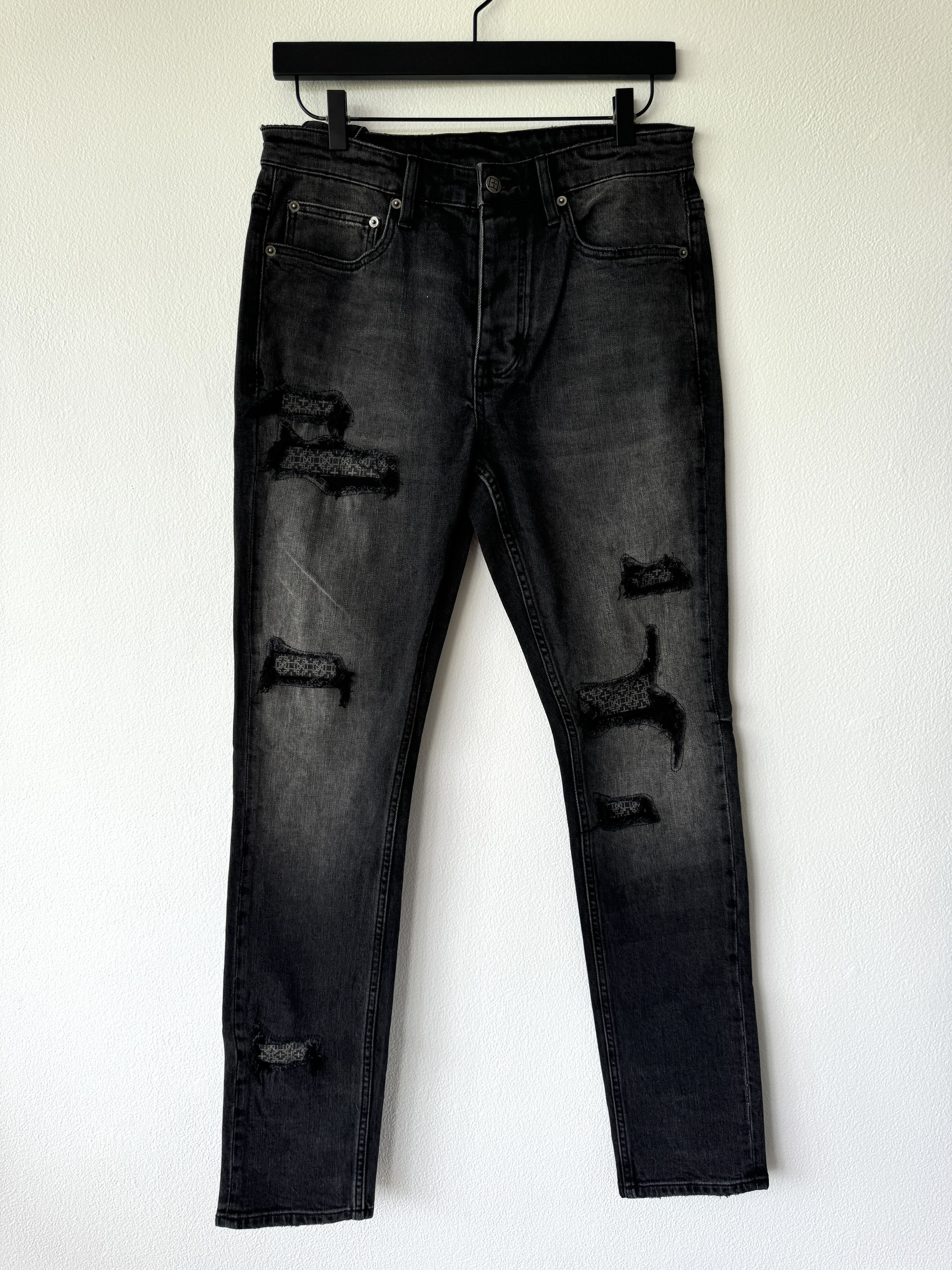 Ksubi jeans chitch 32 klassic faded black grey patched cross | Grailed